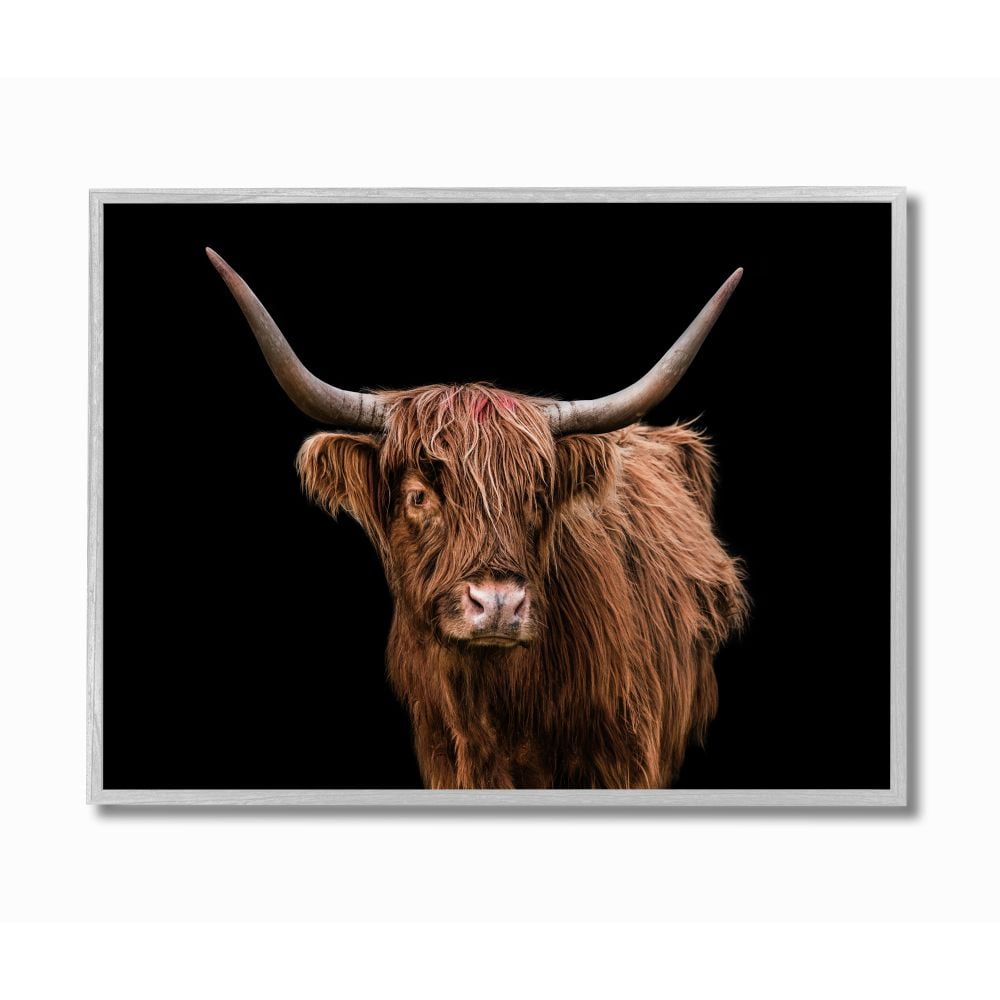 Stupell Industries Minimal Portrait of Countryside Cattle Animal Designed by Third and Wall