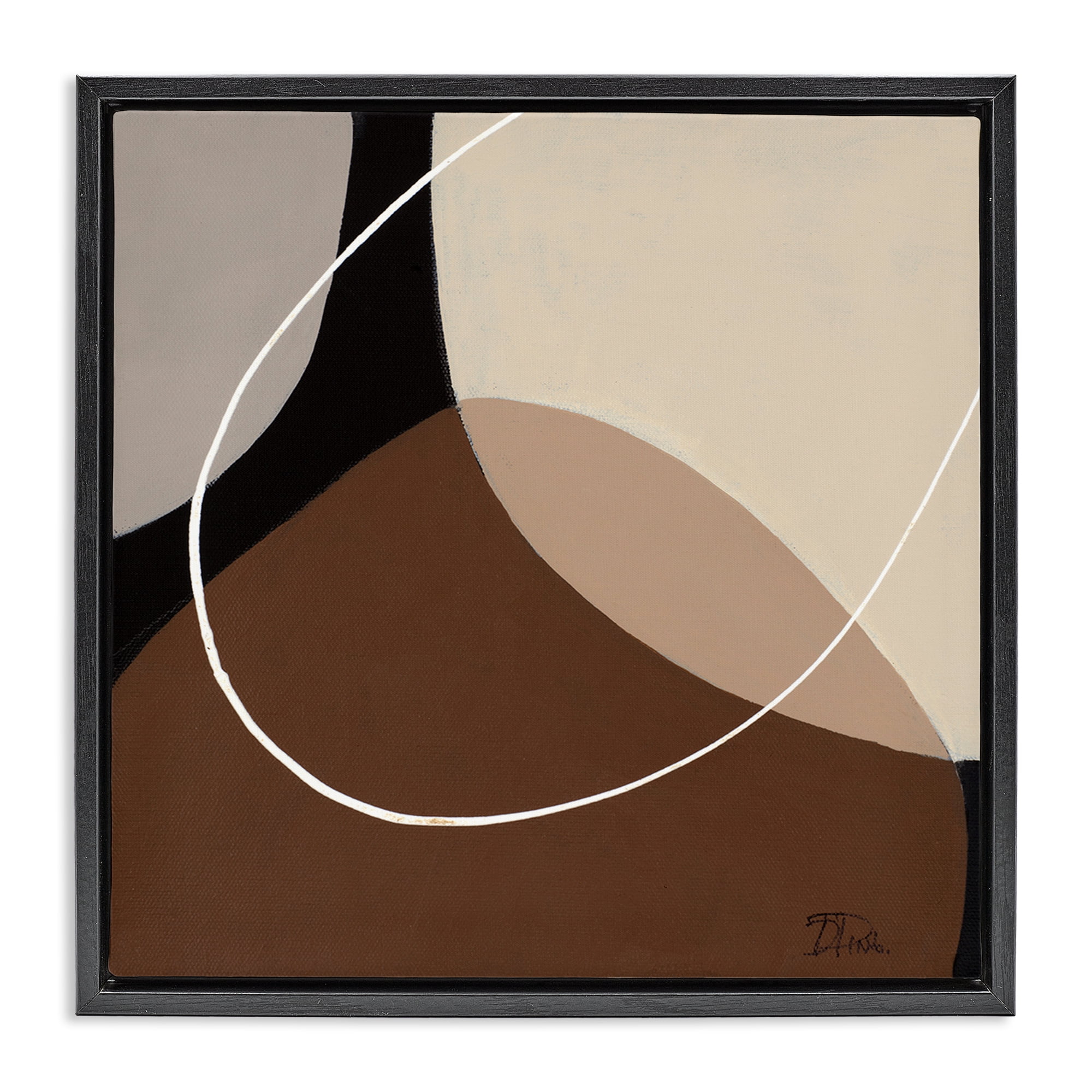 Stupell Industries Minimal Project Abstraction Abstract Painting Black Floater Framed Canvas Art Print Wall Art, 18 x 18