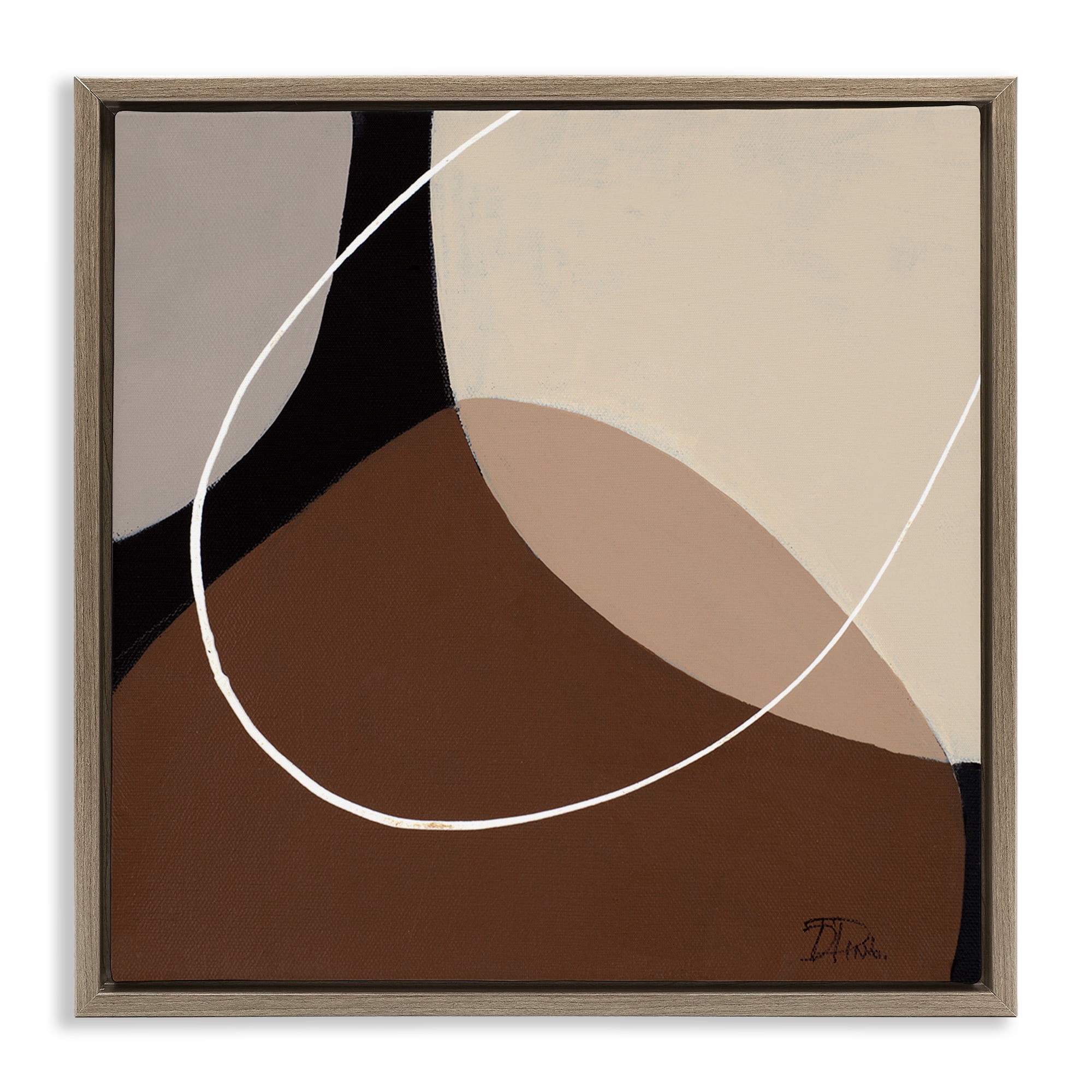 Stupell Industries Minimal Project Abstraction Abstract Painting Brown Floater Framed Canvas Art Print Wall Art, 25 x 25
