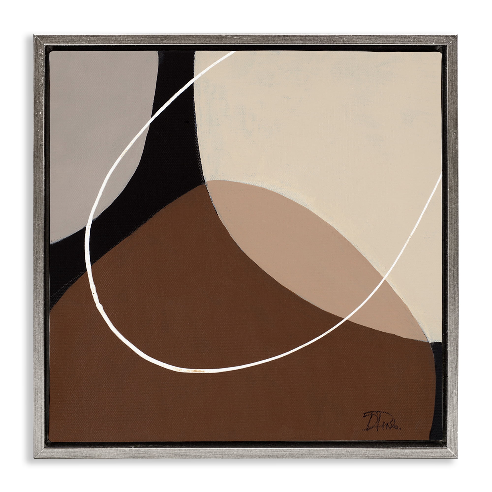 Stupell Industries Minimal Project Abstraction Abstract Painting Gray Floater Framed Canvas Art Print Wall Art, 18 x 18