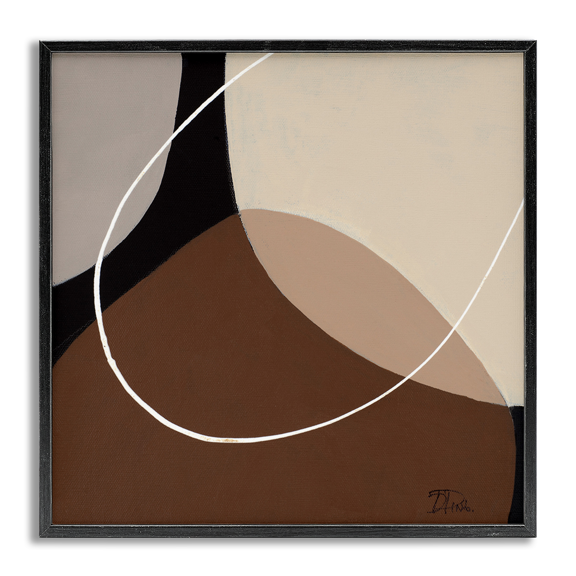 Stupell Industries Minimal Project Abstraction Abstract Painting Gray Framed Art Print Wall Art, 24 x 24