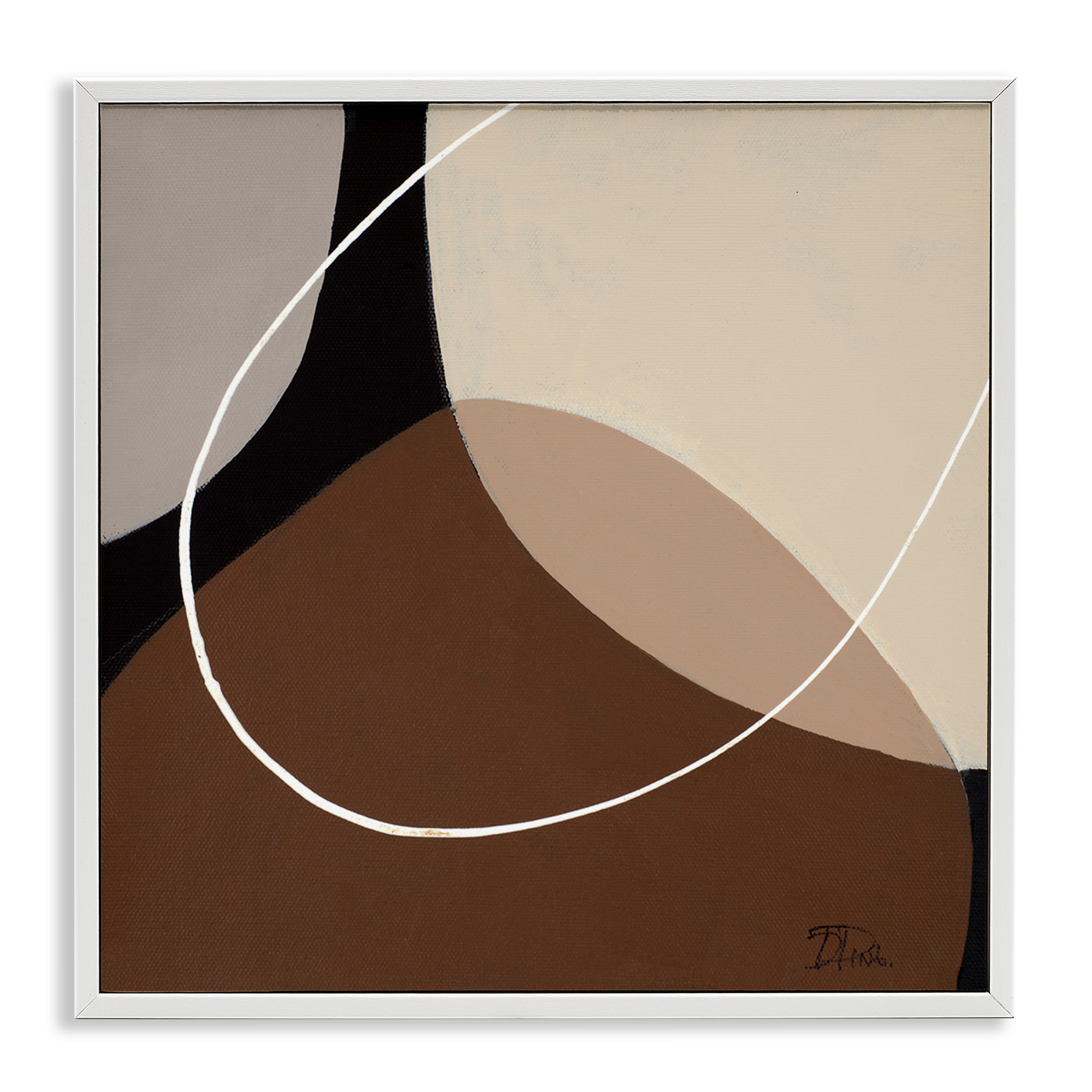 Stupell Industries Minimal Project Abstraction Abstract Painting White Framed Art Print Wall Art, 12 x 12
