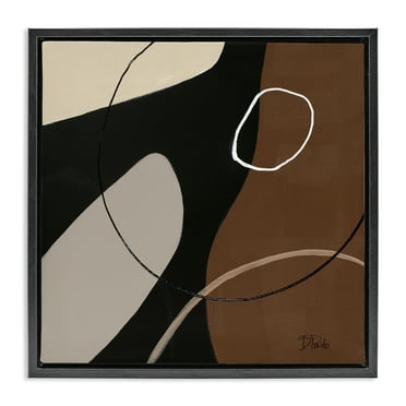 Stupell Industries Minimal Project Shapes Abstract Painting Black Floater Framed Canvas Art Print Wall Art, 18 x 18