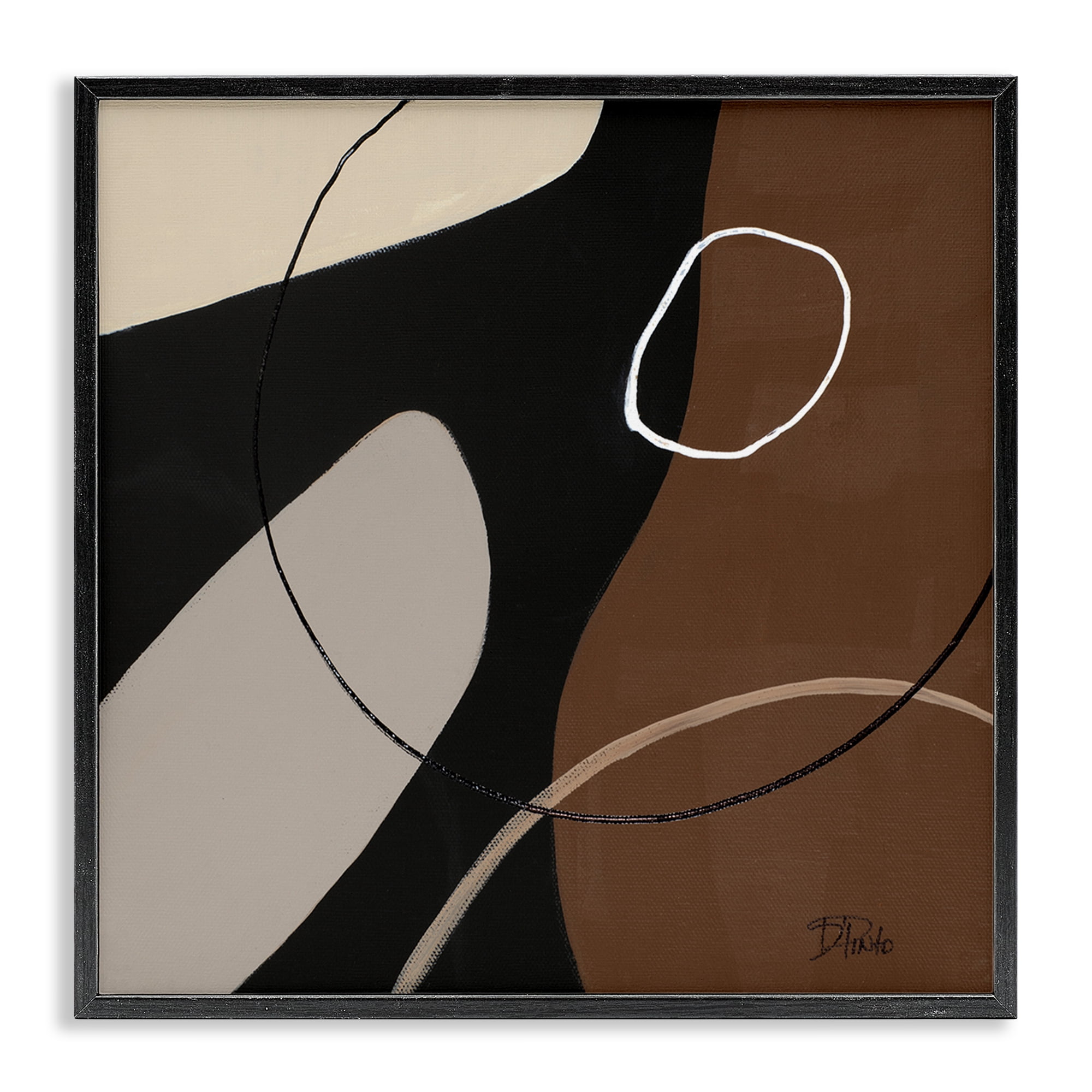 Stupell Industries Minimal Project Shapes Abstract Painting Black Framed Art Print Wall Art, 17 x 17