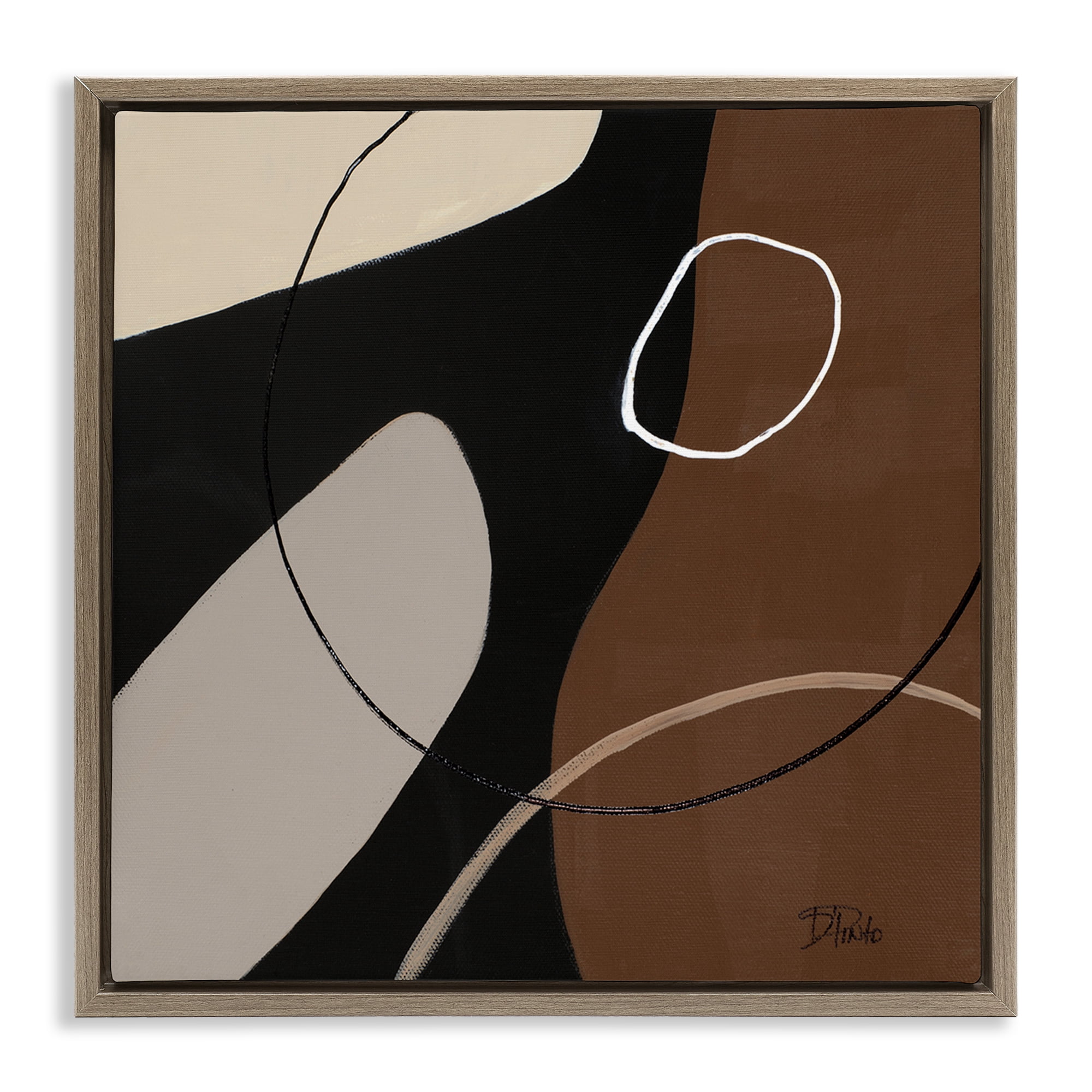 Stupell Industries Minimal Project Shapes Abstract Painting Brown Floater Framed Canvas Art Print Wall Art, 25 x 25