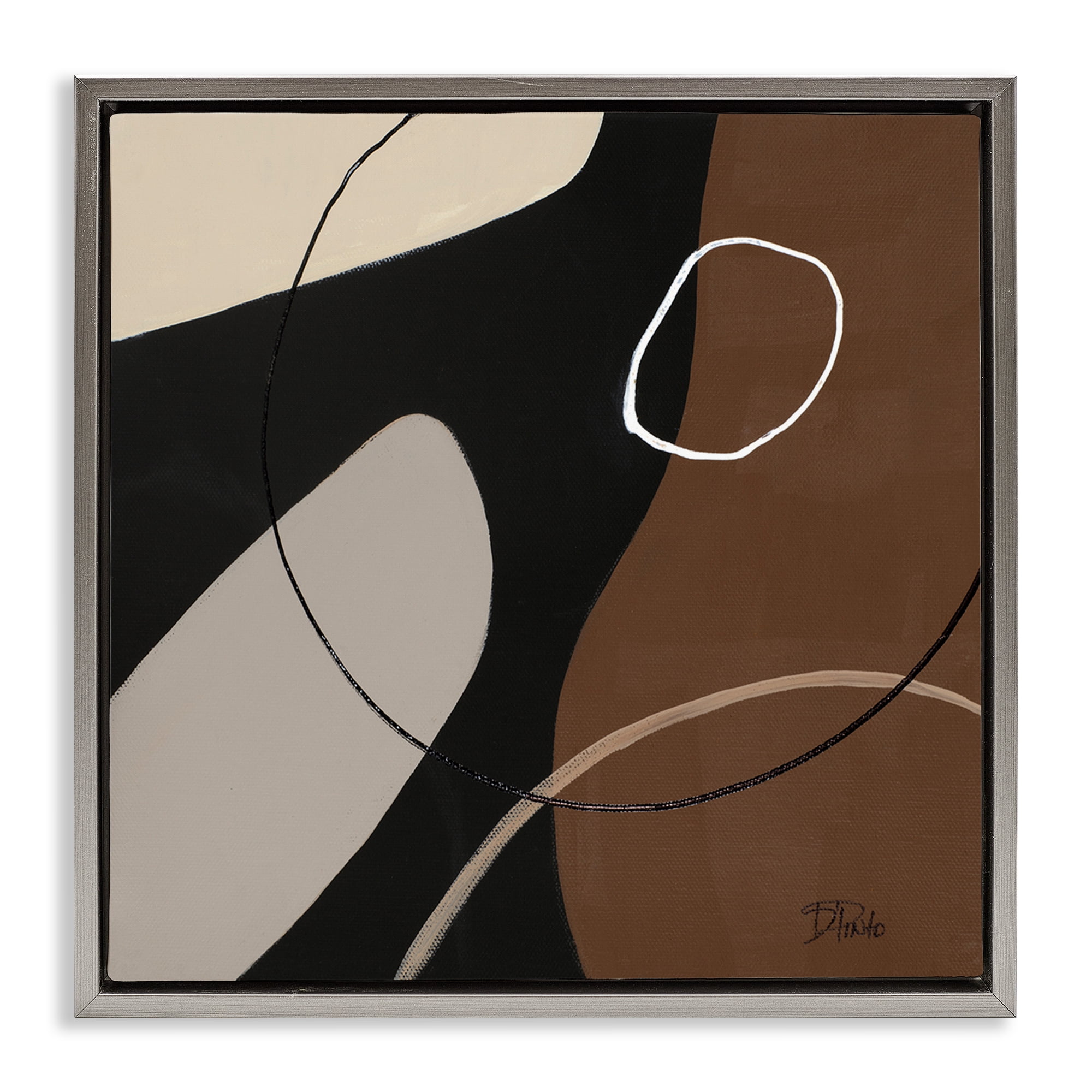 Stupell Industries Minimal Project Shapes Abstract Painting Gray Floater Framed Canvas Art Print Wall Art, 18 x 18
