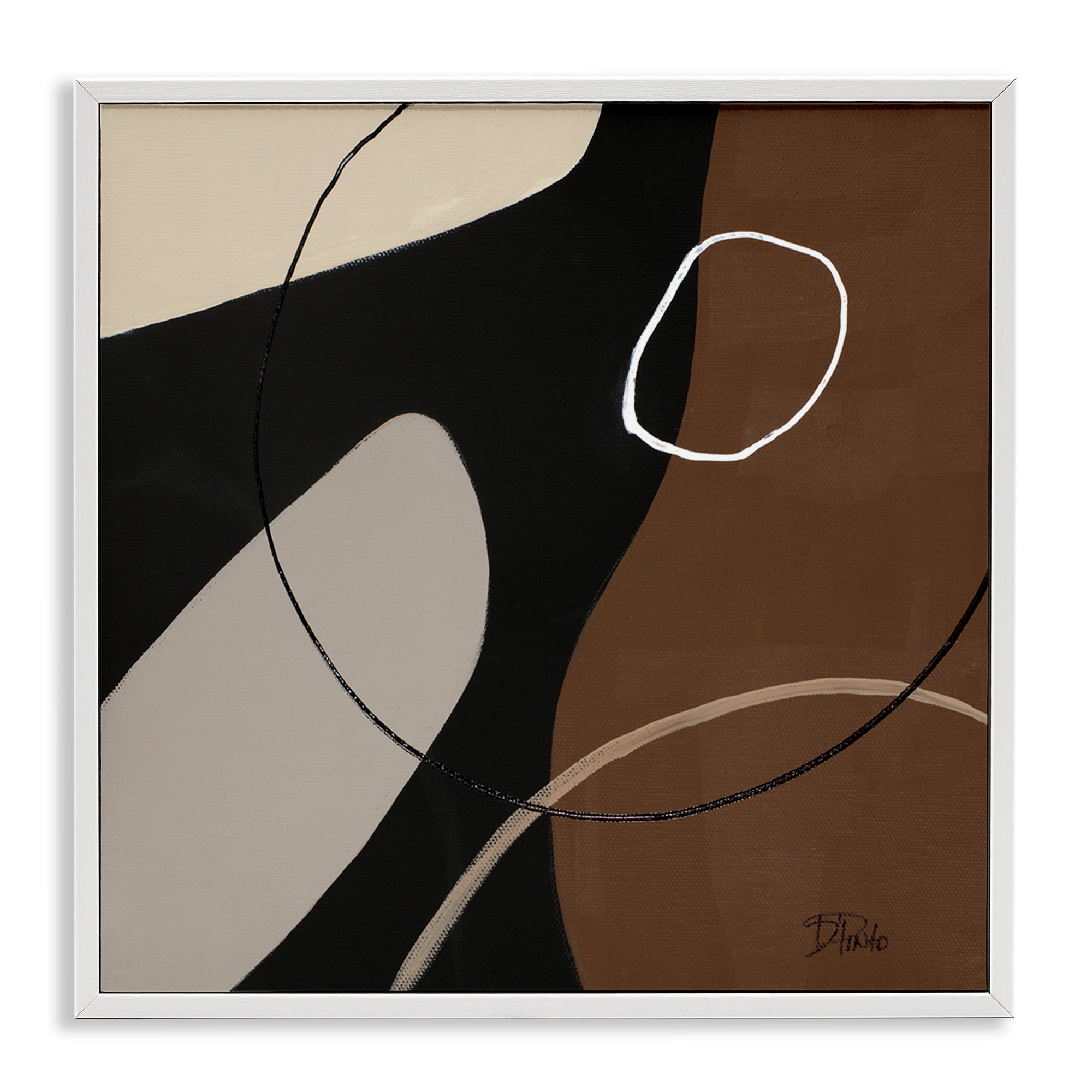 Stupell Industries Minimal Project Shapes Abstract Painting White Framed Art Print Wall Art, 24 x 24
