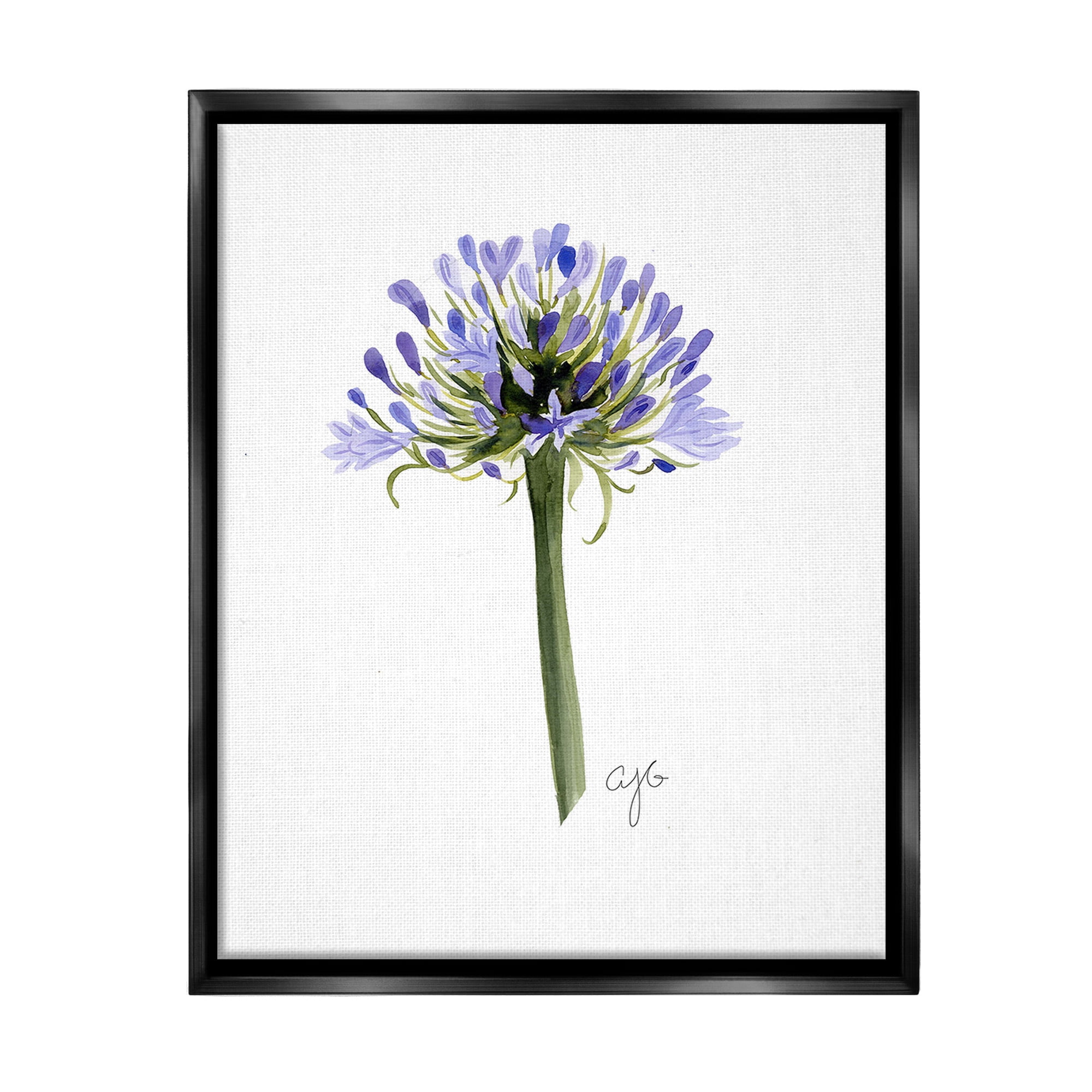 Stupell Industries Minimal Purple Anther Botanical & Floral Painting Black Floater Framed Canvas Art Print Wall Art, 25 x 31
