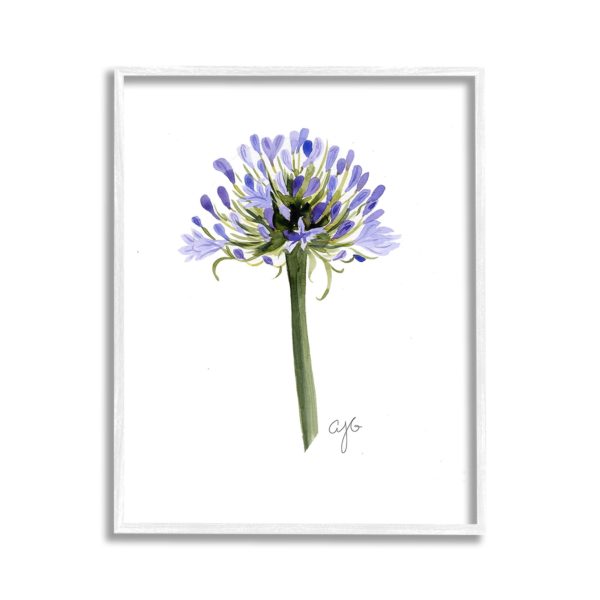 Stupell Industries Minimal Purple Anther Botanical & Floral Painting White Framed Art Print Wall Art, 11 x 14