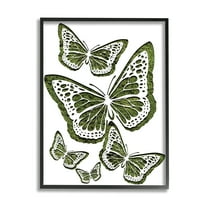 Stupell Industries Minimal Queen Butterfly Silhouette over Grass Pattern Animals & Insects Painting Black Framed Art Print Wall Art, 11 x 14