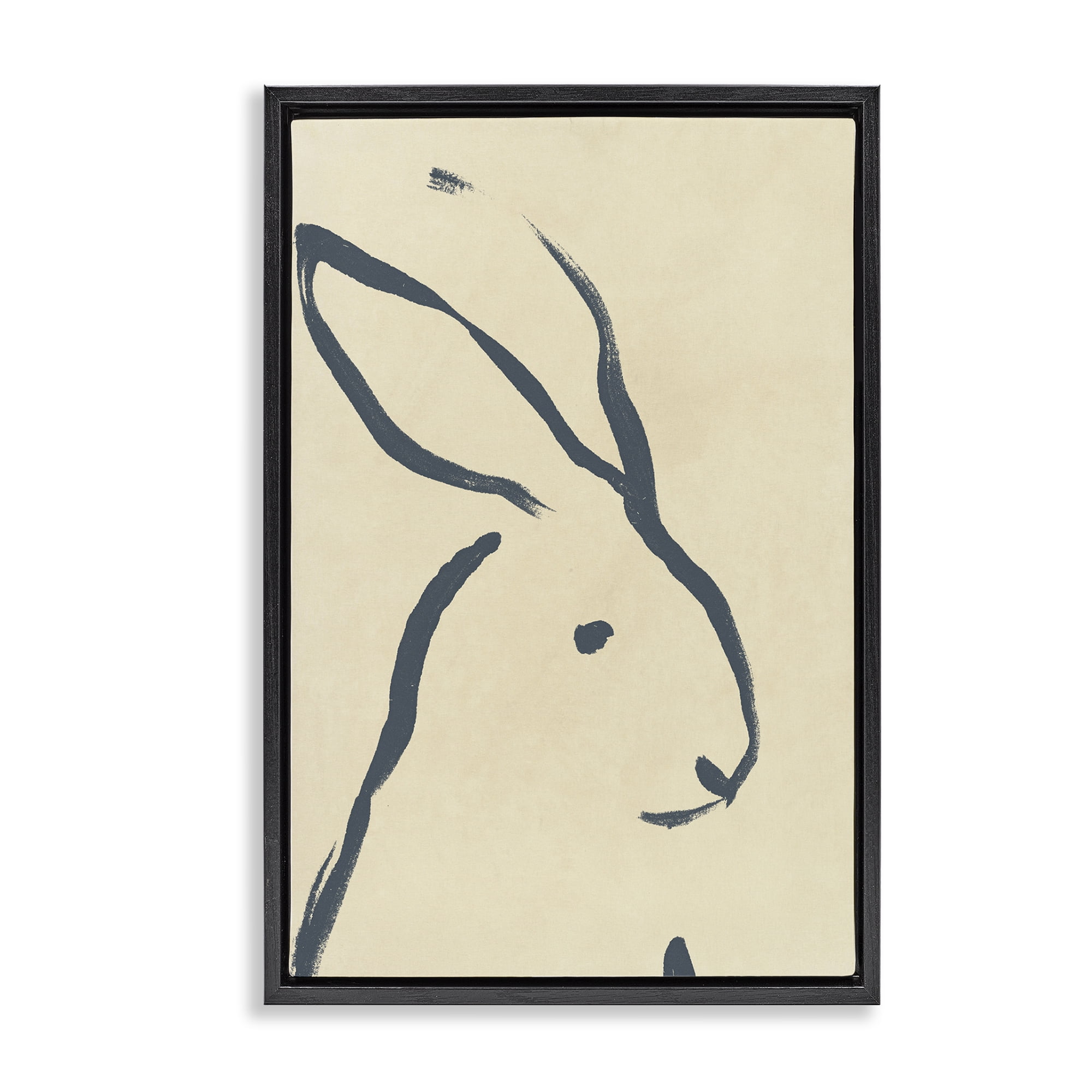 Stupell Industries Minimal Rabbit Doodle Animals & Insects Drawing Black Floater Framed Canvas Art Print Wall Art, 21 x 31