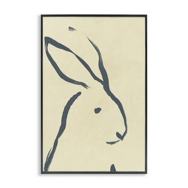 Stupell Industries Minimal Rabbit Doodle Animals & Insects Drawing Black Framed Art Print Wall Art, 12 x 18