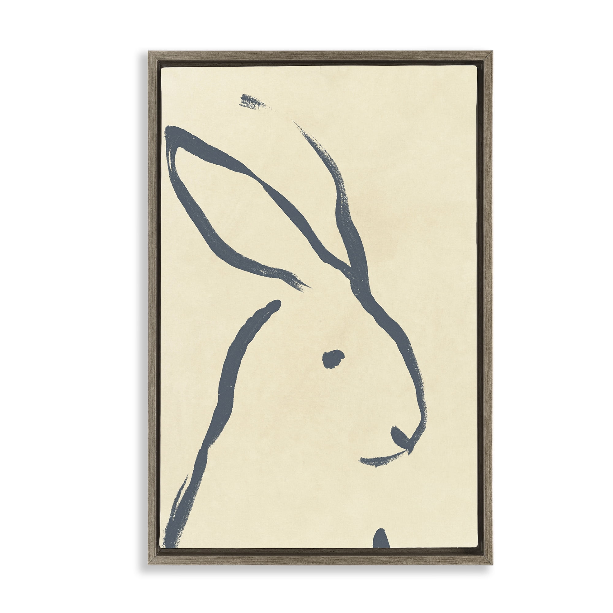Stupell Industries Minimal Rabbit Doodle Animals & Insects Drawing Brown Floater Framed Canvas Art Print Wall Art, 21 x 31