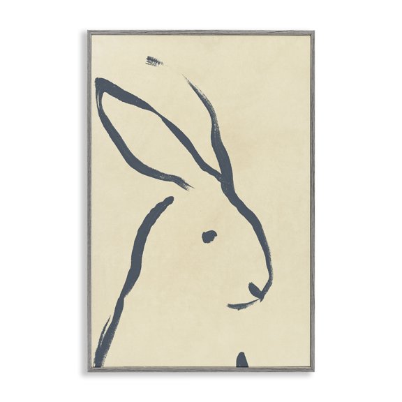 Stupell Industries Minimal Rabbit Doodle Animals & Insects Drawing Gray Framed Art Print Wall Art, 12 x 18