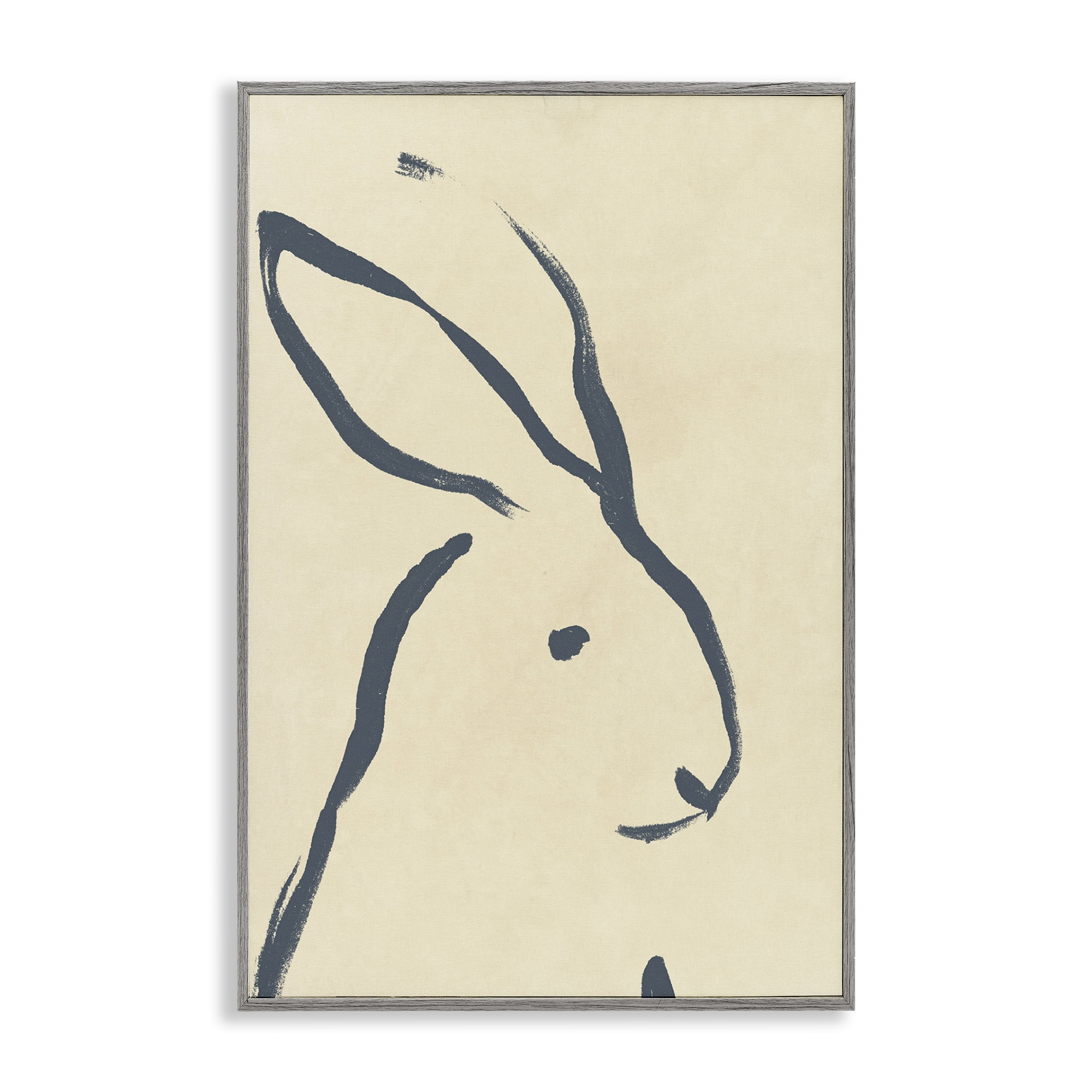 Stupell Industries Minimal Rabbit Doodle Animals & Insects Drawing Gray Framed Art Print Wall Art, 16 x 24