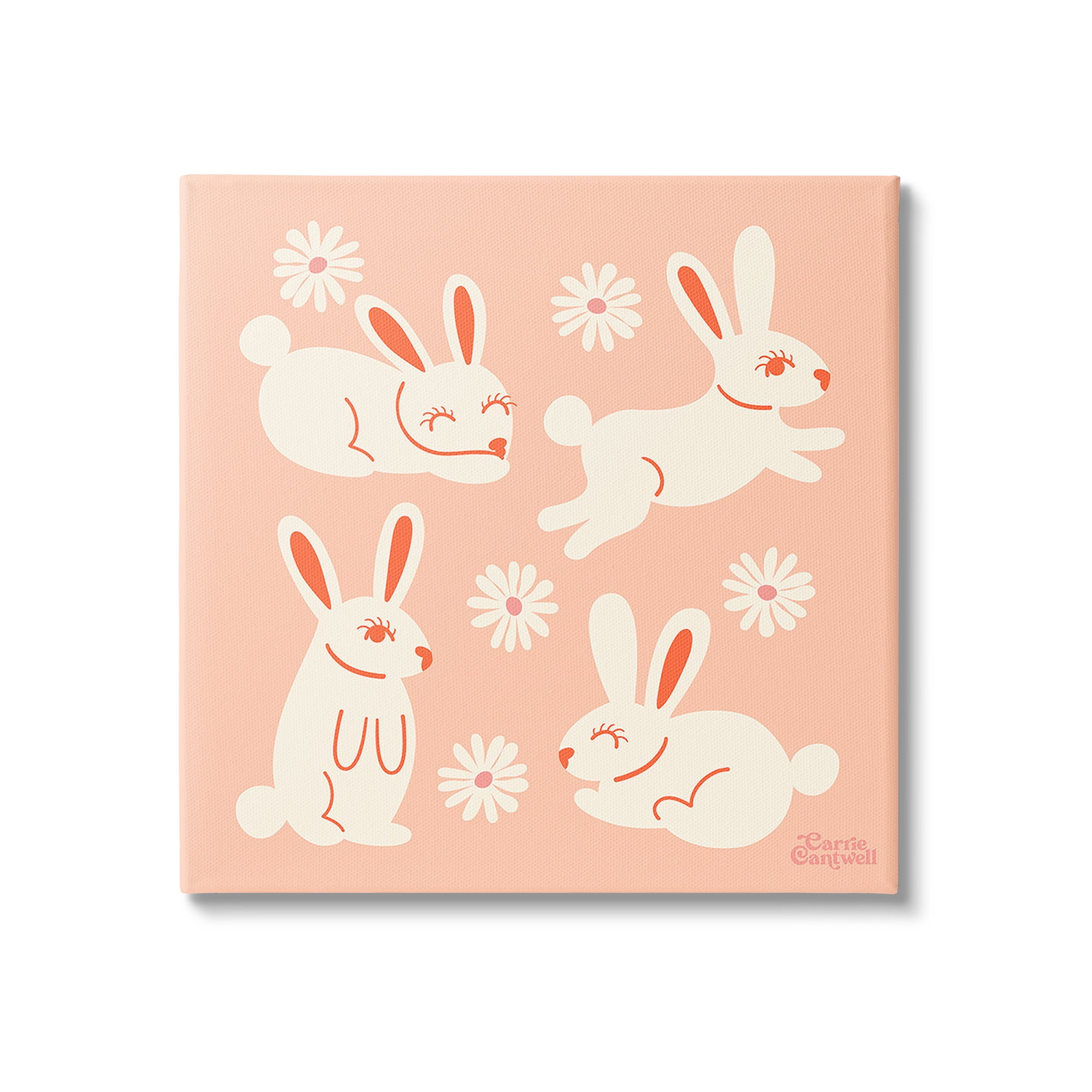 Stupell Industries Minimal Rabbits Pattern Animals & Insects Painting Gallery Wrapped Canvas Art Print Wall Art, 36 x 36