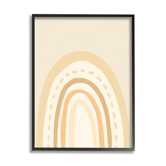 Stupell Industries Minimal Rainbow Stripes Neutral Tones Dashed Lines Graphic Art Black Framed Art Print Wall Art, Design by Heather McLaughlin