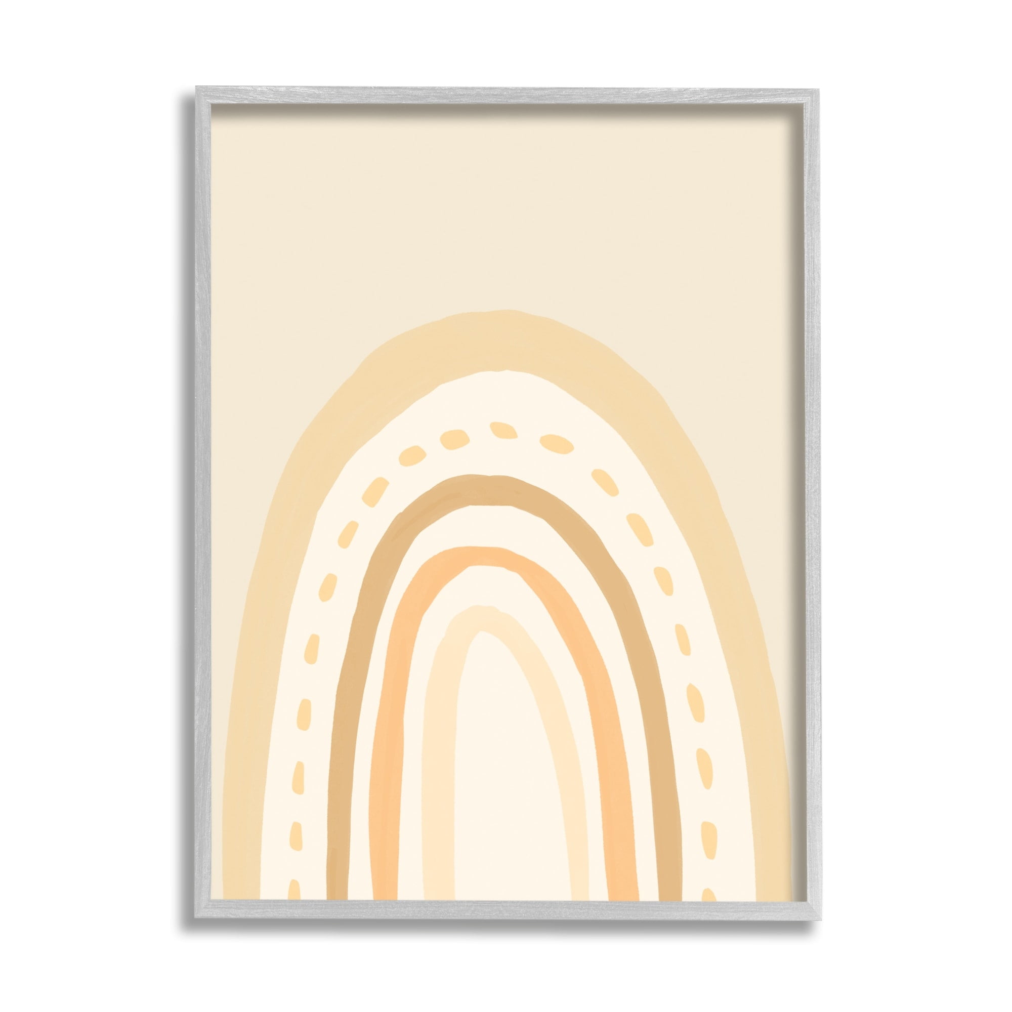 Stupell Industries Minimal Rainbow Stripes Neutral Tones Dashed Lines Graphic Art Gray Framed Art Print Wall Art, Design by Heather McLaughlin