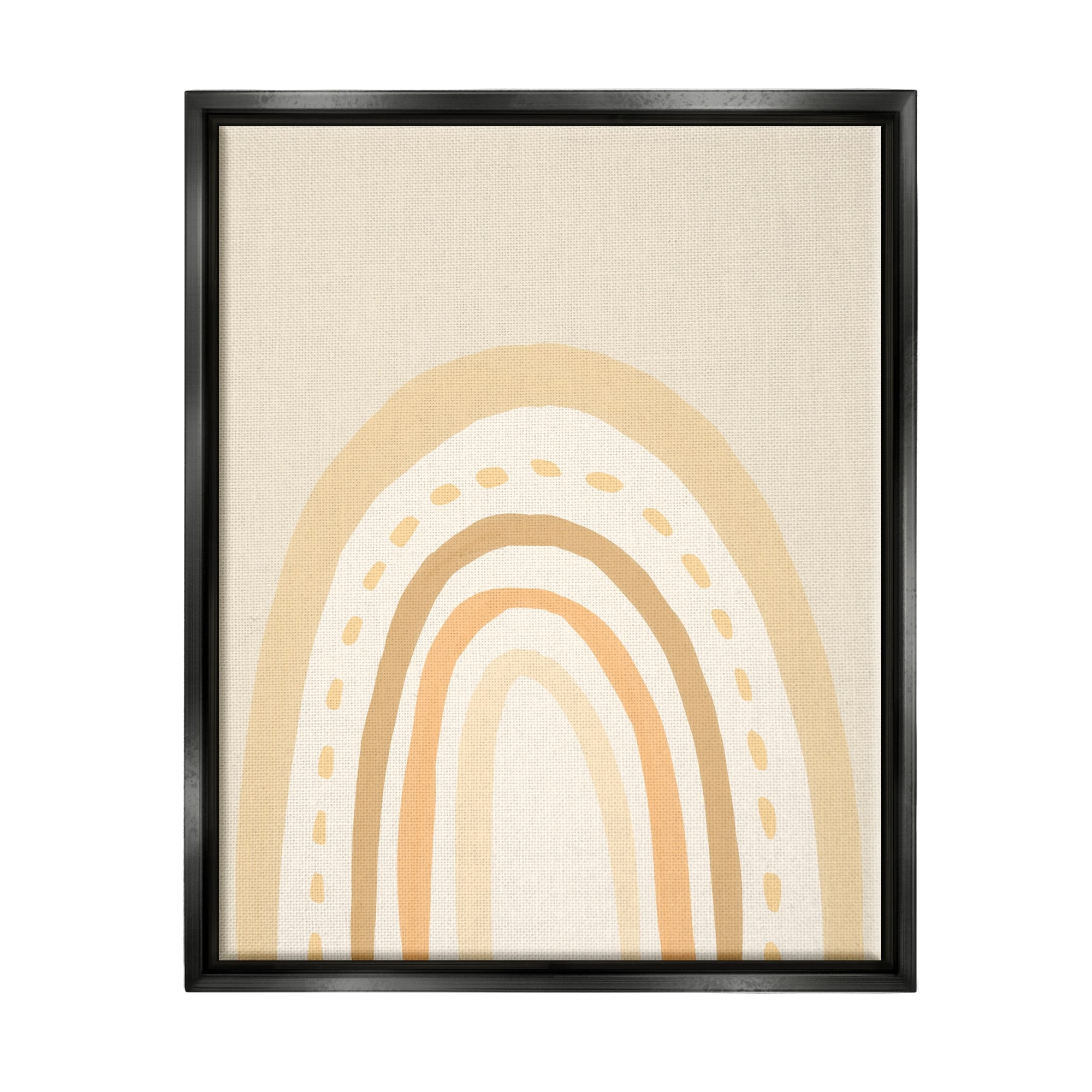 Stupell Industries Minimal Rainbow Stripes Neutral Tones Dashed Lines Graphic Art Jet Black Floating Framed Canvas Print Wall Art, Design by Heather McLaughlin
