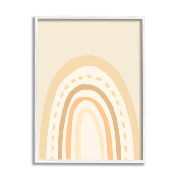 Stupell Industries Minimal Rainbow Stripes Neutral Tones Dashed Lines Graphic Art White Framed Art Print Wall Art, Design by Heather McLaughlin