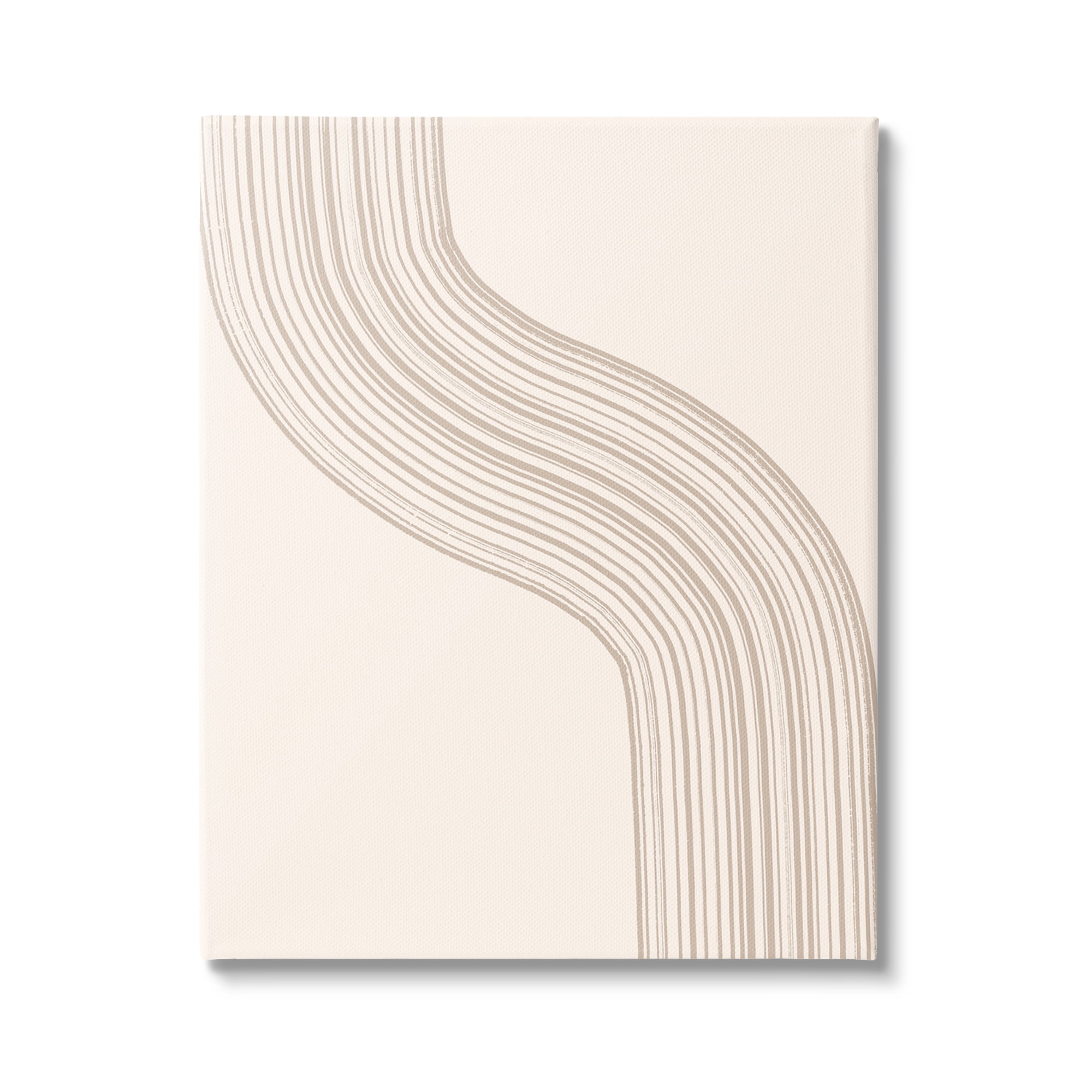 Stupell Industries Minimal Retro Curved Stripes Neutral Beige Tones Graphic Art Gallery Wrapped Canvas Print Wall Art, Design by Lettered and Lined