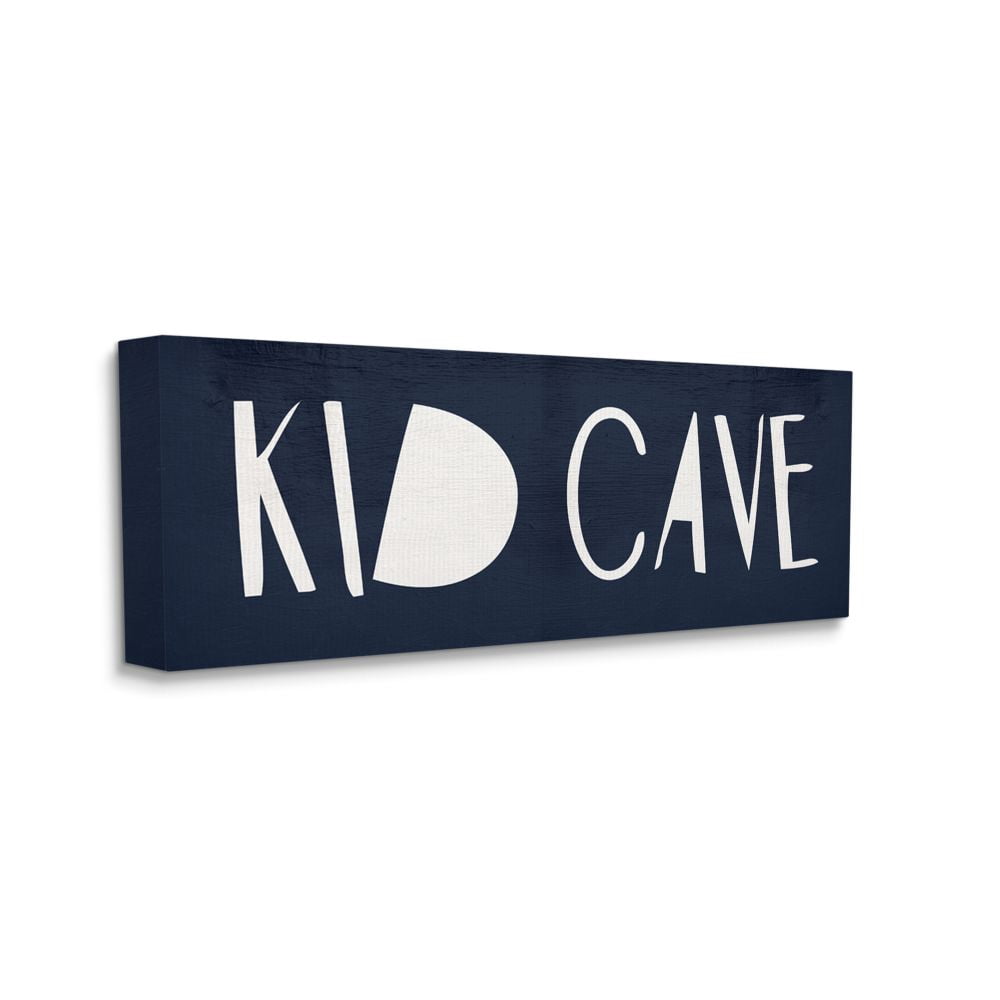 Stupell Industries Minimal Rustic Blue White Kid Cave Sign Canvas Wall Art Design by Daphne Polselli