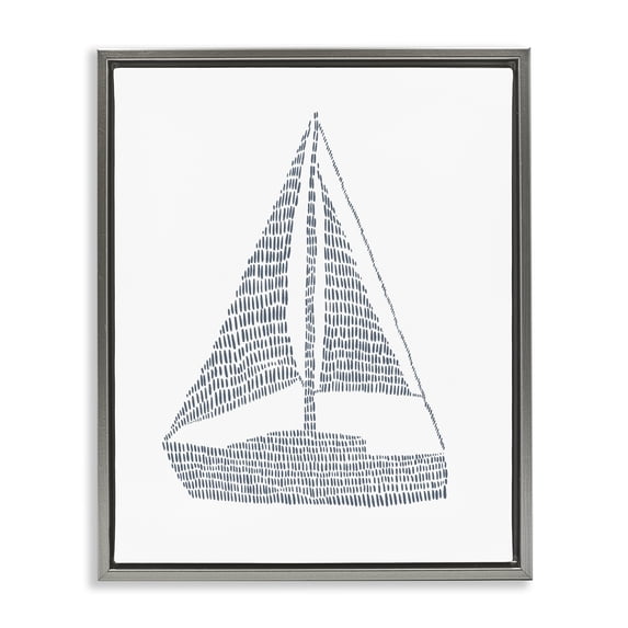 Stupell Industries Contemporary Minimal Sail Boat Gray Floating Frame Canvas Art, 17 x 21, by Jetty Home LLC