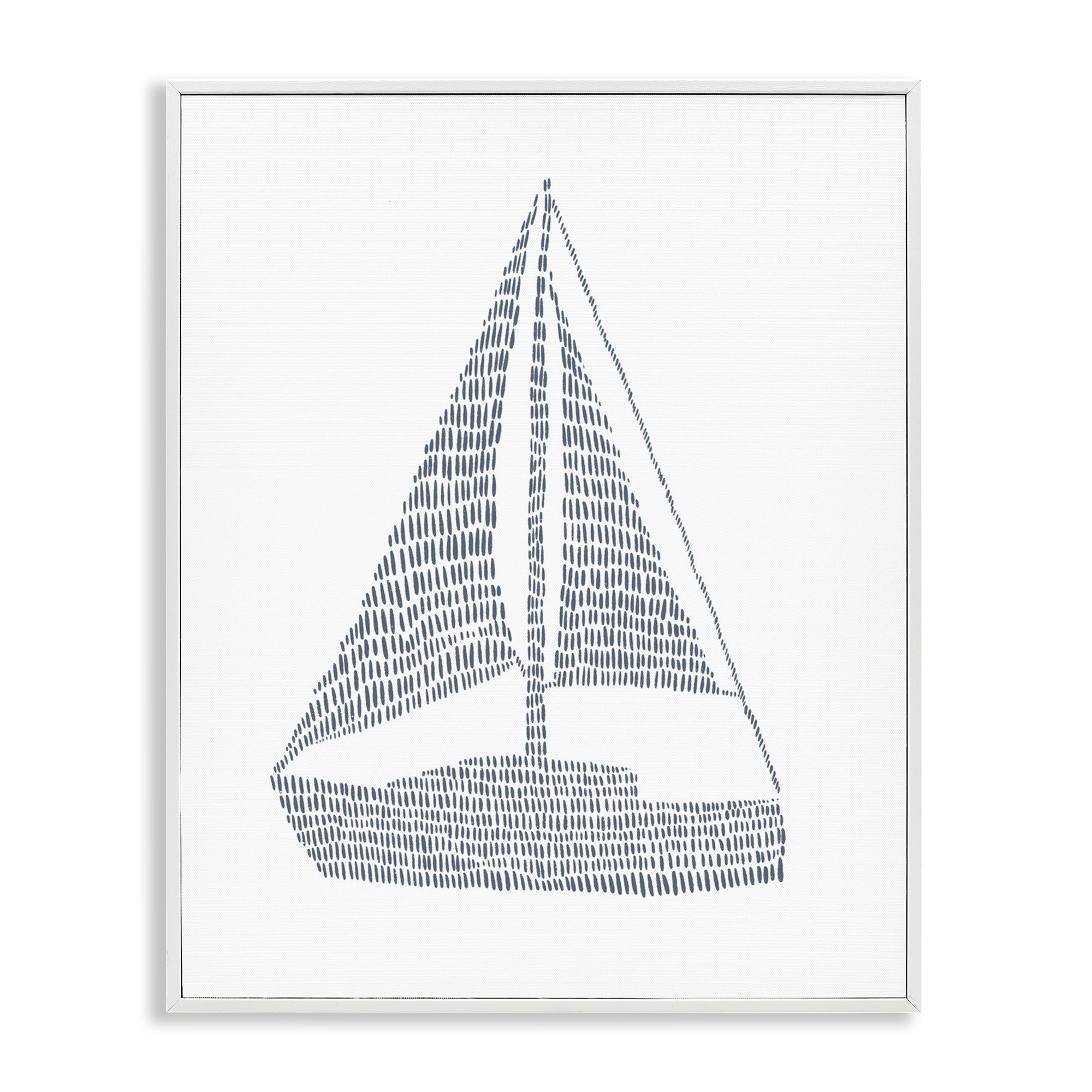 Stupell Industries Minimal Sail Boat Coastal Painting White Framed Art Print Wall Art, 24 x 30