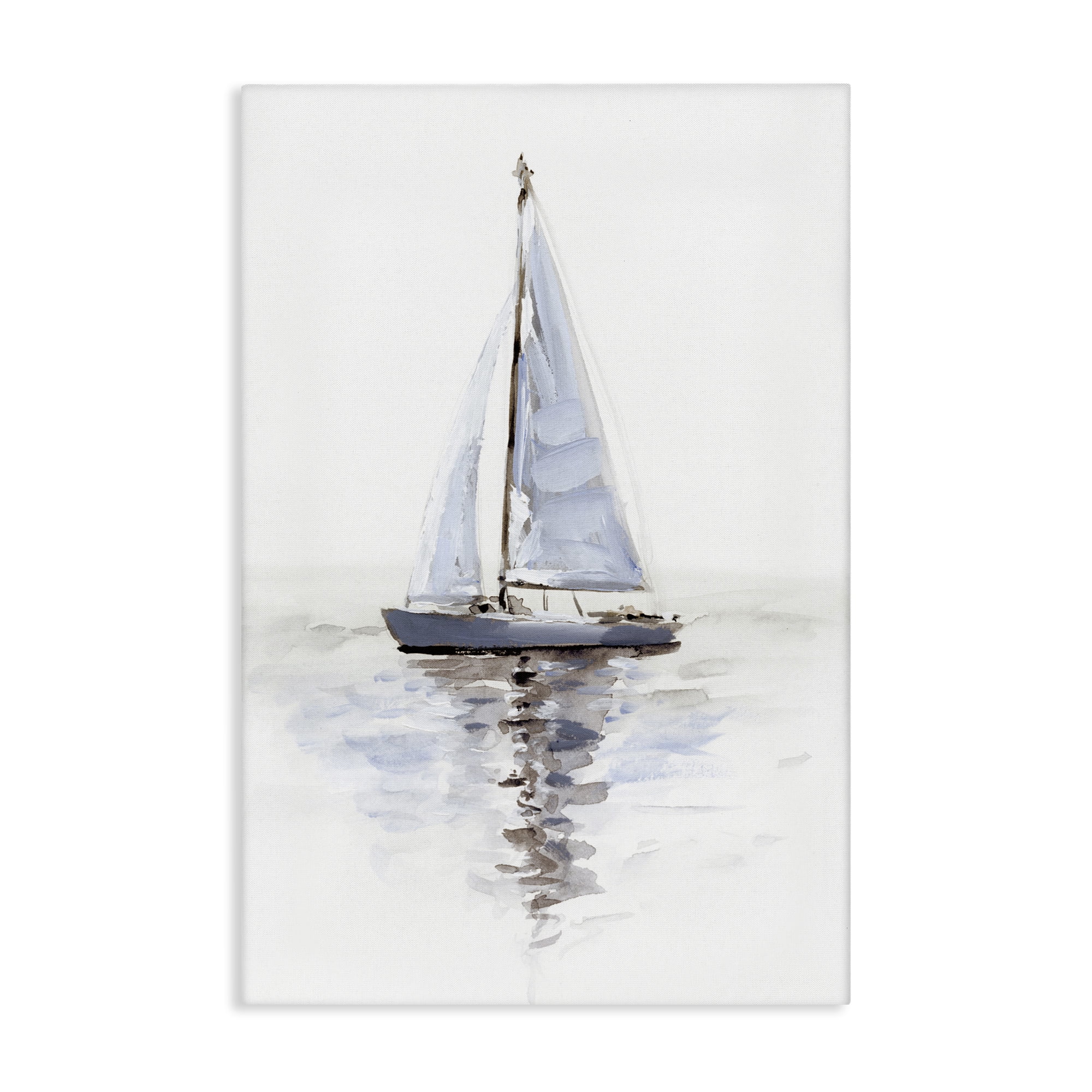 Stupell Industries Minimal Sailboat Reflection Transportation Painting Gallery Wrapped Canvas Art Print Wall Art, 30 x 45