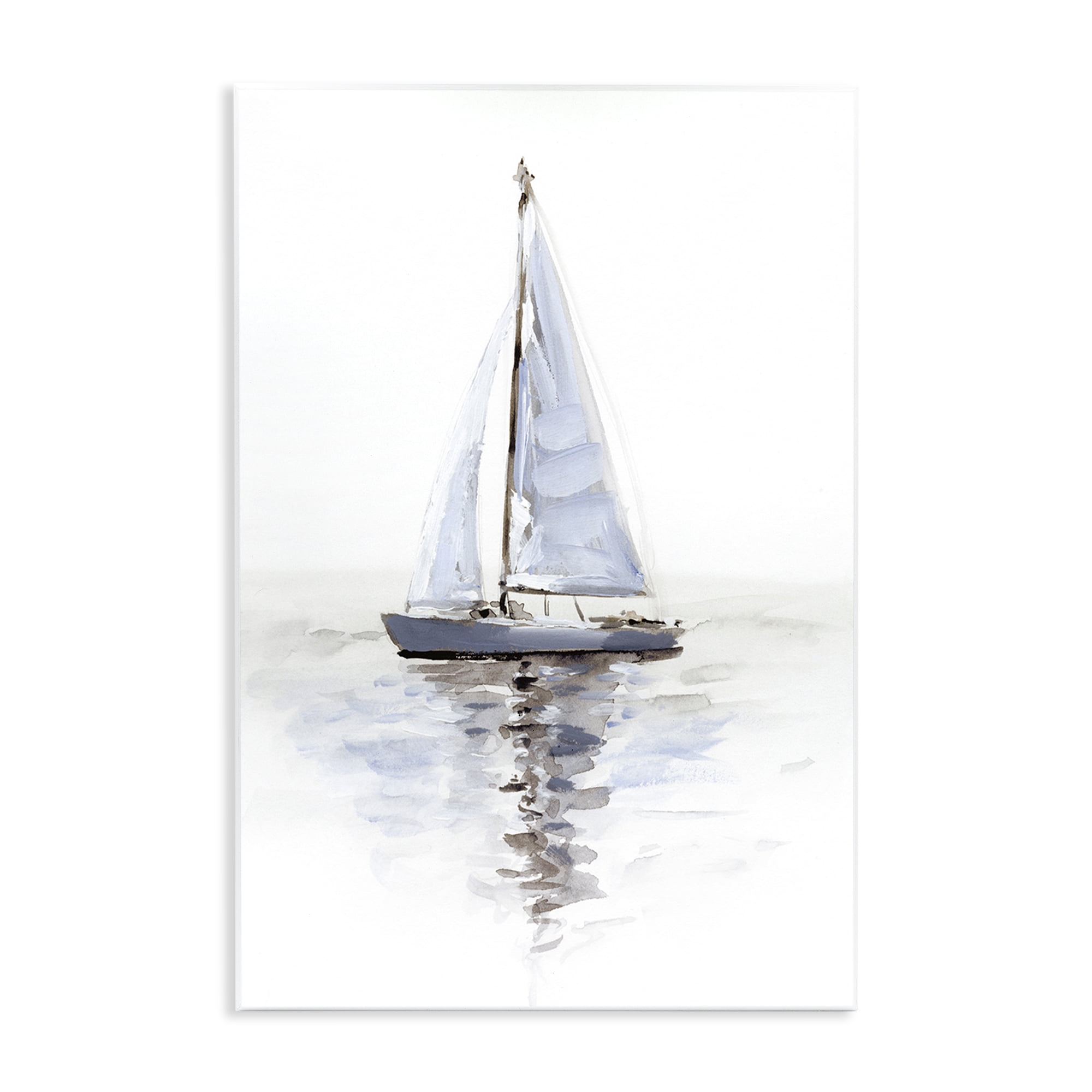 Stupell Industries Minimal Sailboat Reflection Transportation Painting Unframed Art Print Wall Art, 10 x 15