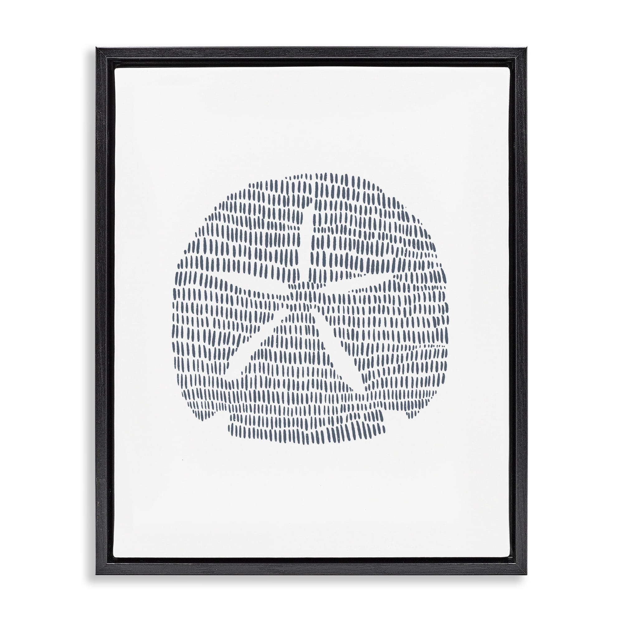 Stupell Industries Minimal Sand Dollar Coastal Painting Black Floater Framed Canvas Art Print Wall Art, 25 x 31