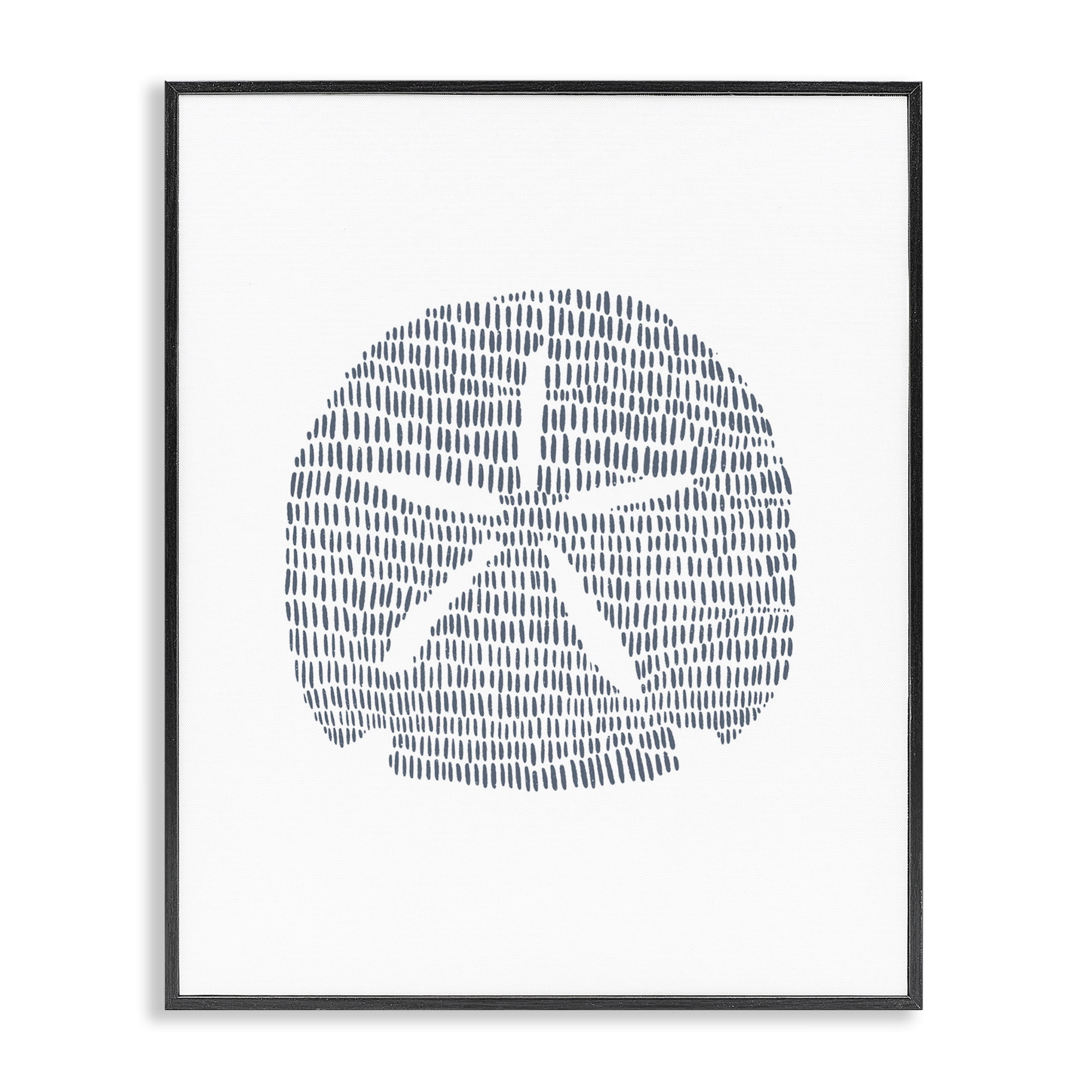 Stupell Industries Minimal Sand Dollar Coastal Painting Black Framed Art Print Wall Art, 16 x 20