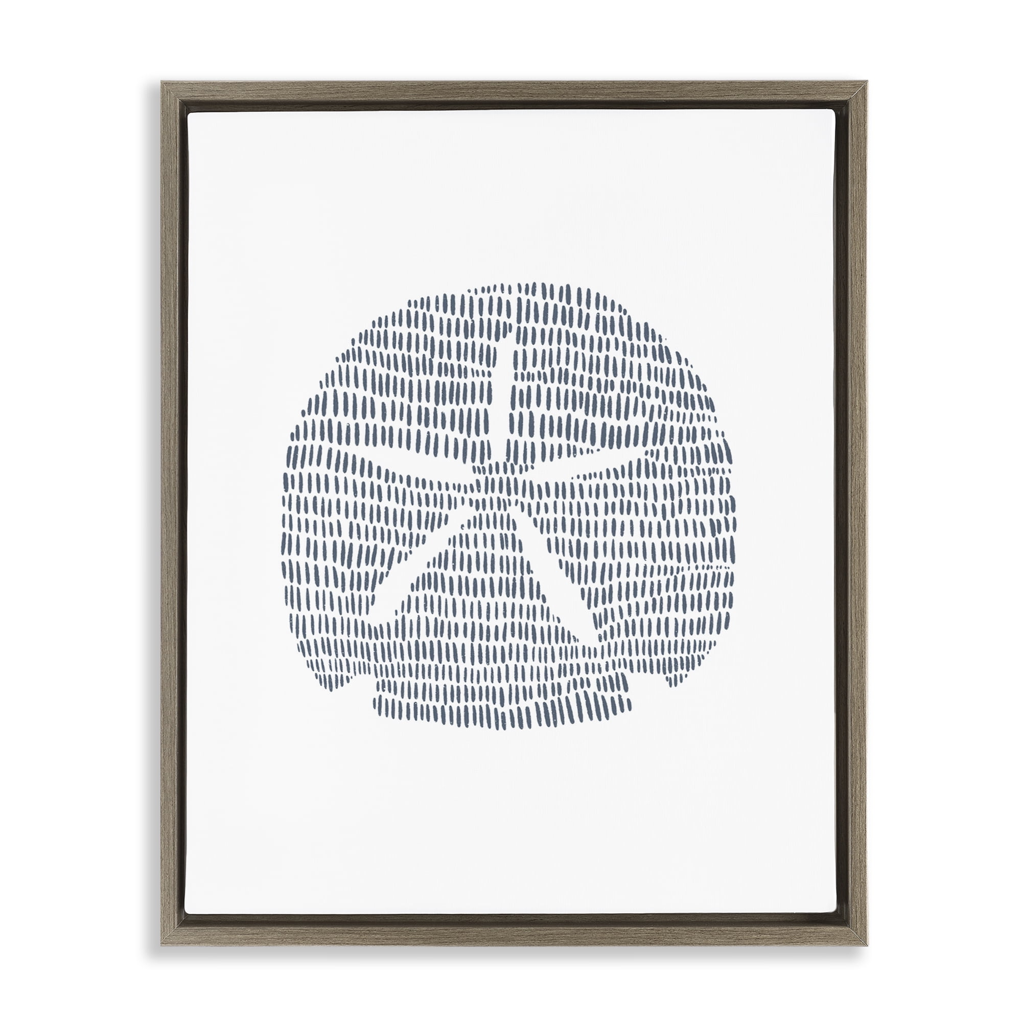 Stupell Industries Minimal Sand Dollar Coastal Painting Brown Floater Framed Canvas Art Print Wall Art, 17 x 21