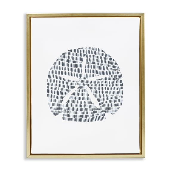 Stupell Industries Minimal Sand Dollar Coastal Painting Gold Floater Framed Canvas Art Print Wall Art, 17 x 21