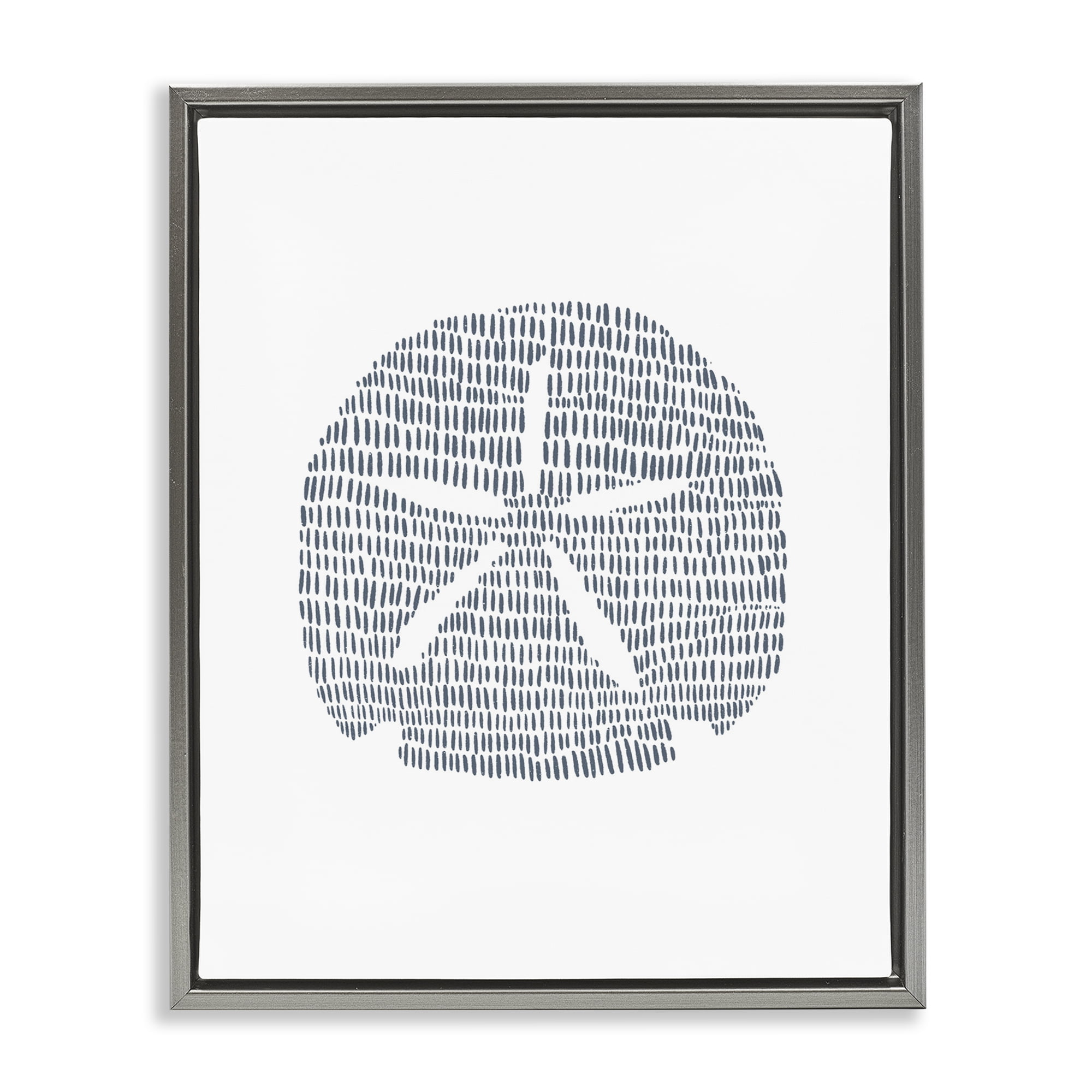 Stupell Industries Minimal Sand Dollar Coastal Painting Gray Floater Framed Canvas Art Print Wall Art, 25 x 31