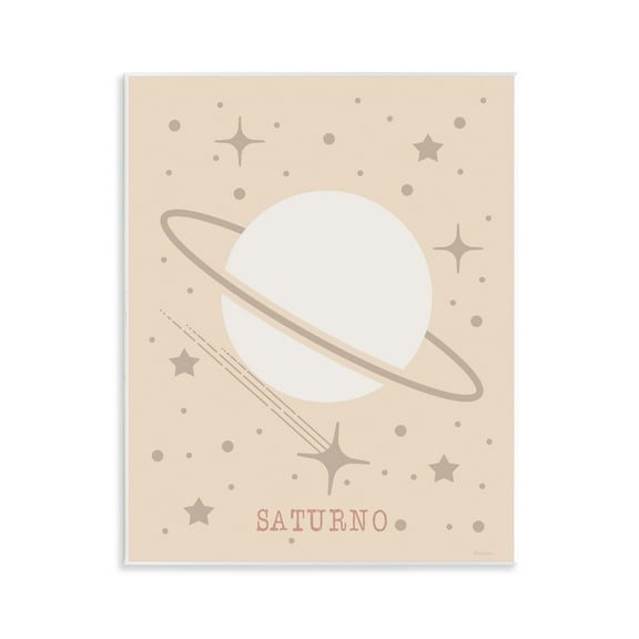 Stupell Industries Minimal Saturn with Stars Outer Space Painting Unframed Art Print Wall Art, 11 x 14
