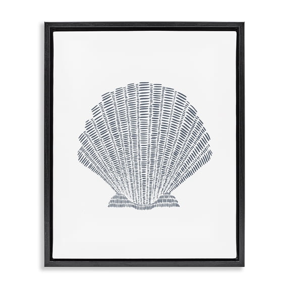 Stupell Industries Coastal Minimal Sea Shell Black Floating Frame Canvas Art, 17 x 21, by Jetty Home LLC