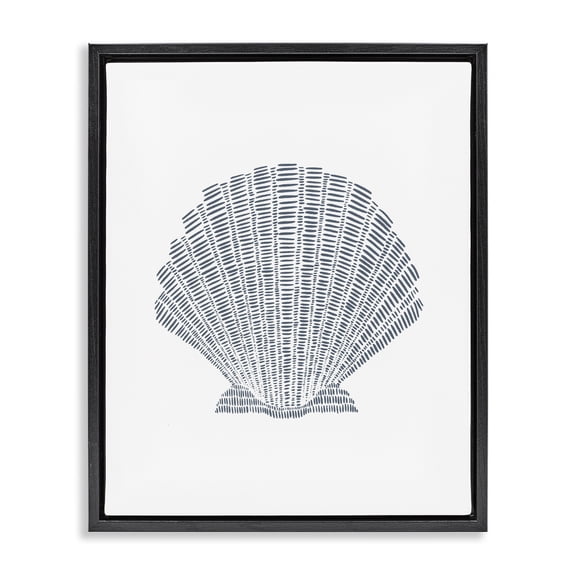 Stupell Industries Minimal Sea Shell Coastal Painting Black Floater Framed Canvas Art Print Wall Art, 17 x 21
