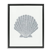 Stupell Industries Minimal Sea Shell Coastal Painting Black Floater Framed Canvas Art Print Wall Art, 17 x 21