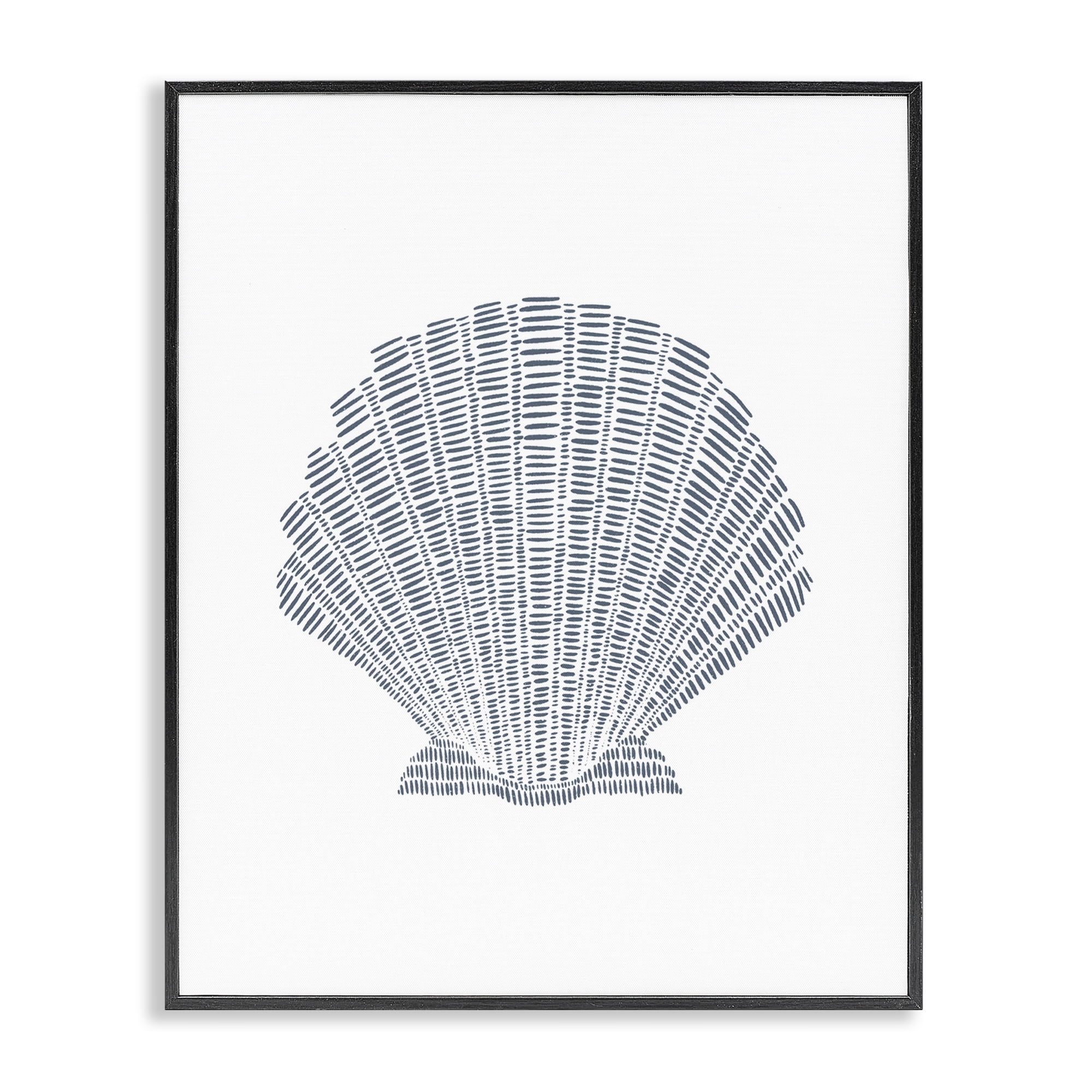 Stupell Industries Minimal Sea Shell Coastal Painting Black Framed Art Print Wall Art, 11 x 14