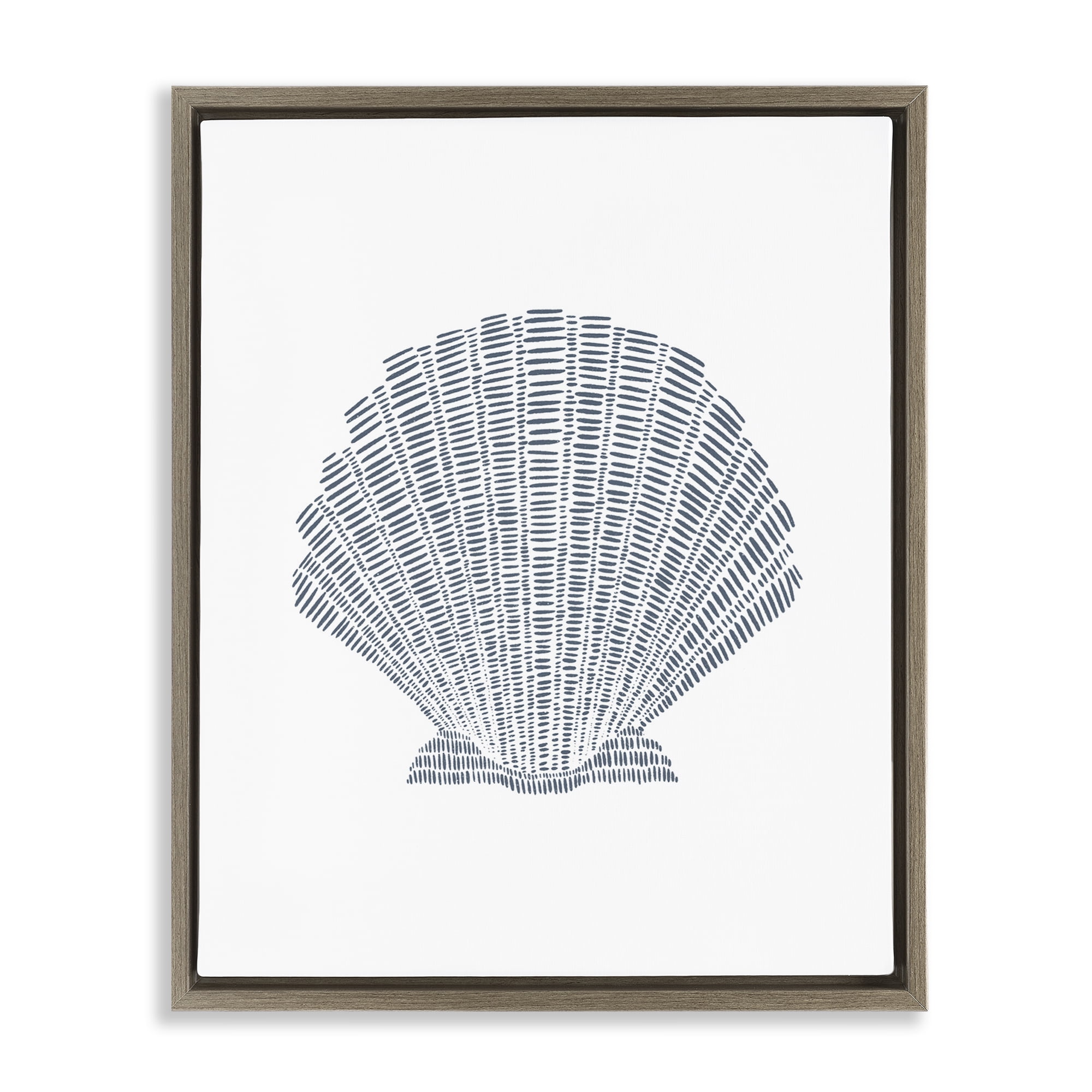 Stupell Industries Minimal Sea Shell Coastal Painting Brown Floater Framed Canvas Art Print Wall Art, 17 x 21