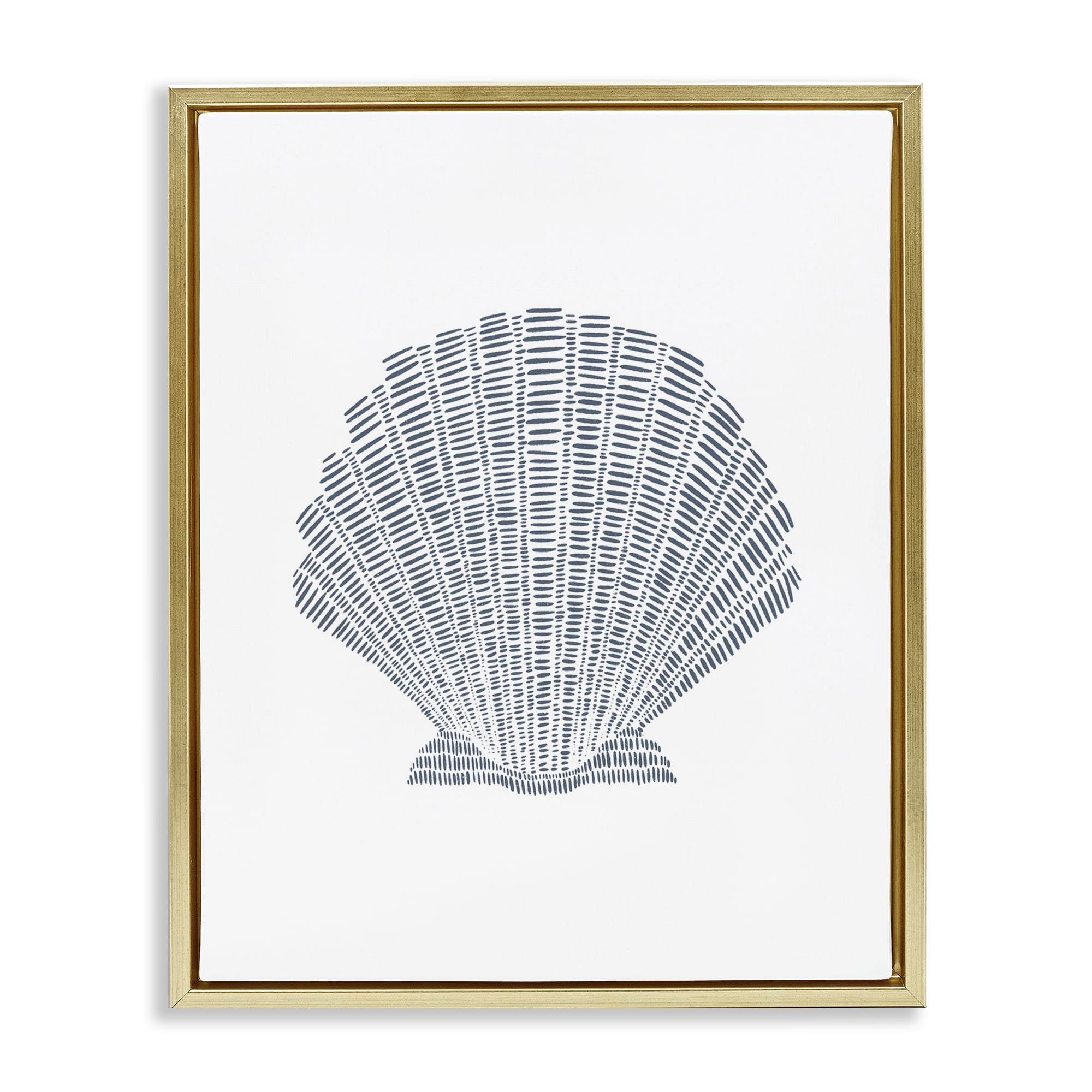Stupell Industries Minimal Sea Shell Coastal Painting Gold Floater Framed Canvas Art Print Wall Art, 25 x 31