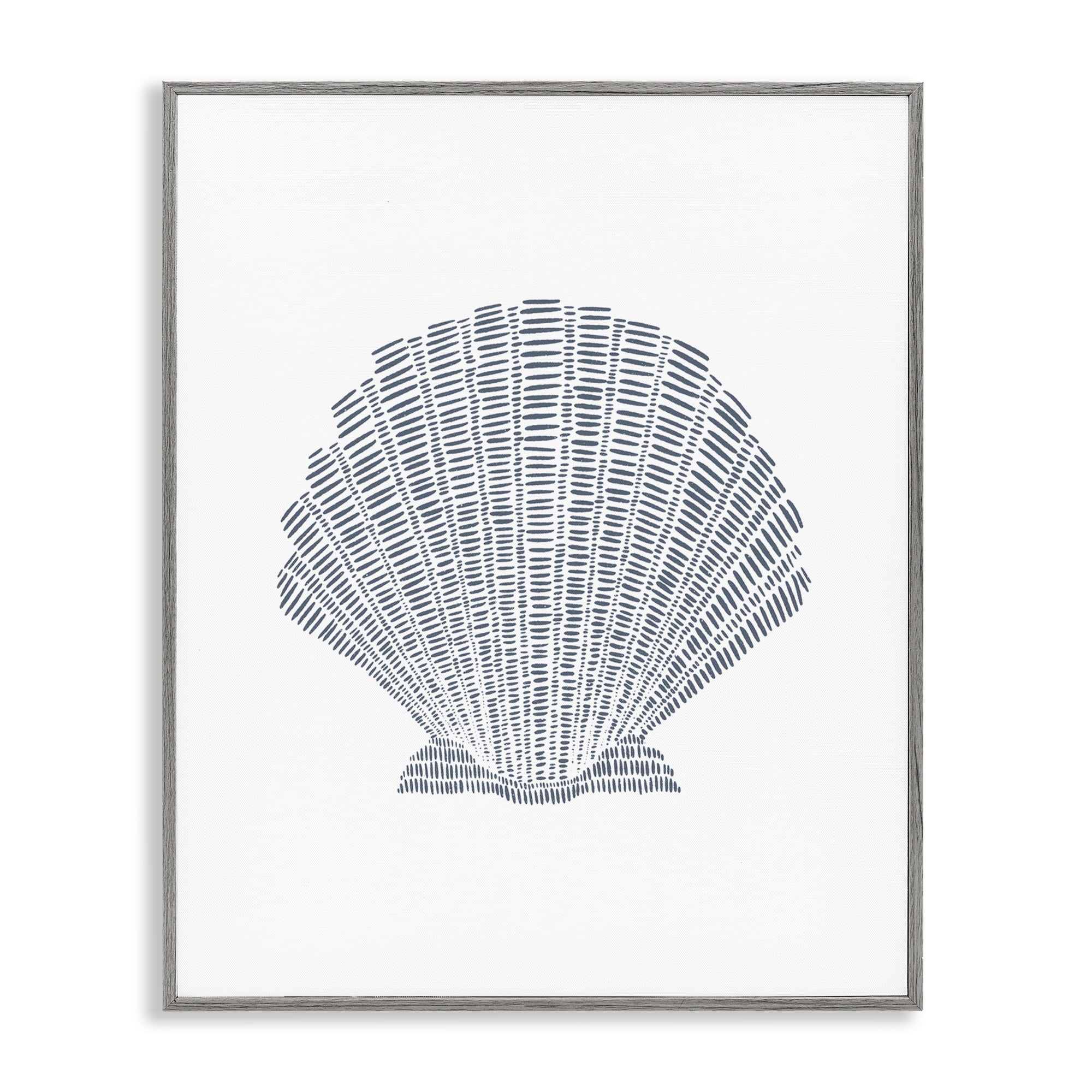 Stupell Industries Minimal Sea Shell Coastal Painting Gray Framed Art Print Wall Art, 11 x 14