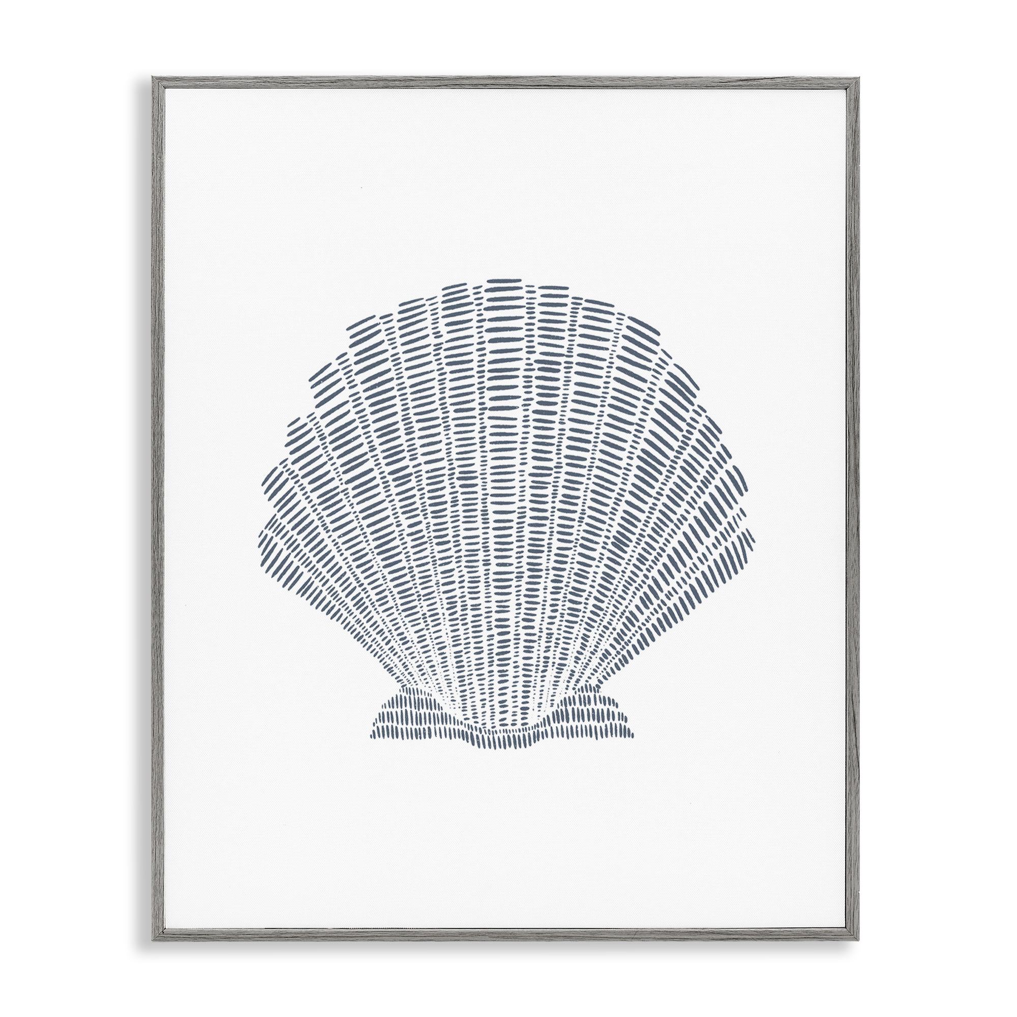 Stupell Industries Minimal Sea Shell Coastal Painting Gray Framed Art Print Wall Art, 16 x 20
