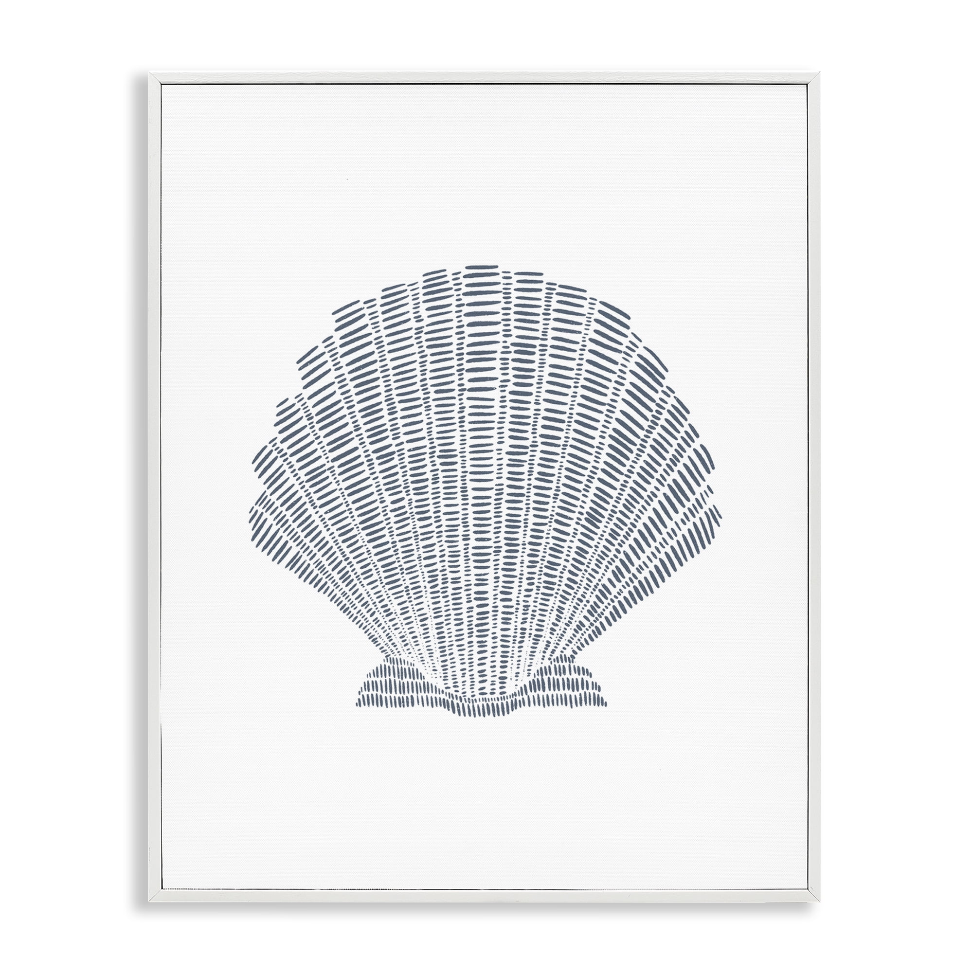 Stupell Industries Minimal Sea Shell Coastal Painting White Framed Art Print Wall Art, 11 x 14