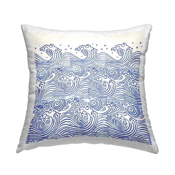Stupell Industries Minimal Sea Wave Pattern Decorative Printed Throw Pillow, 18 x 18