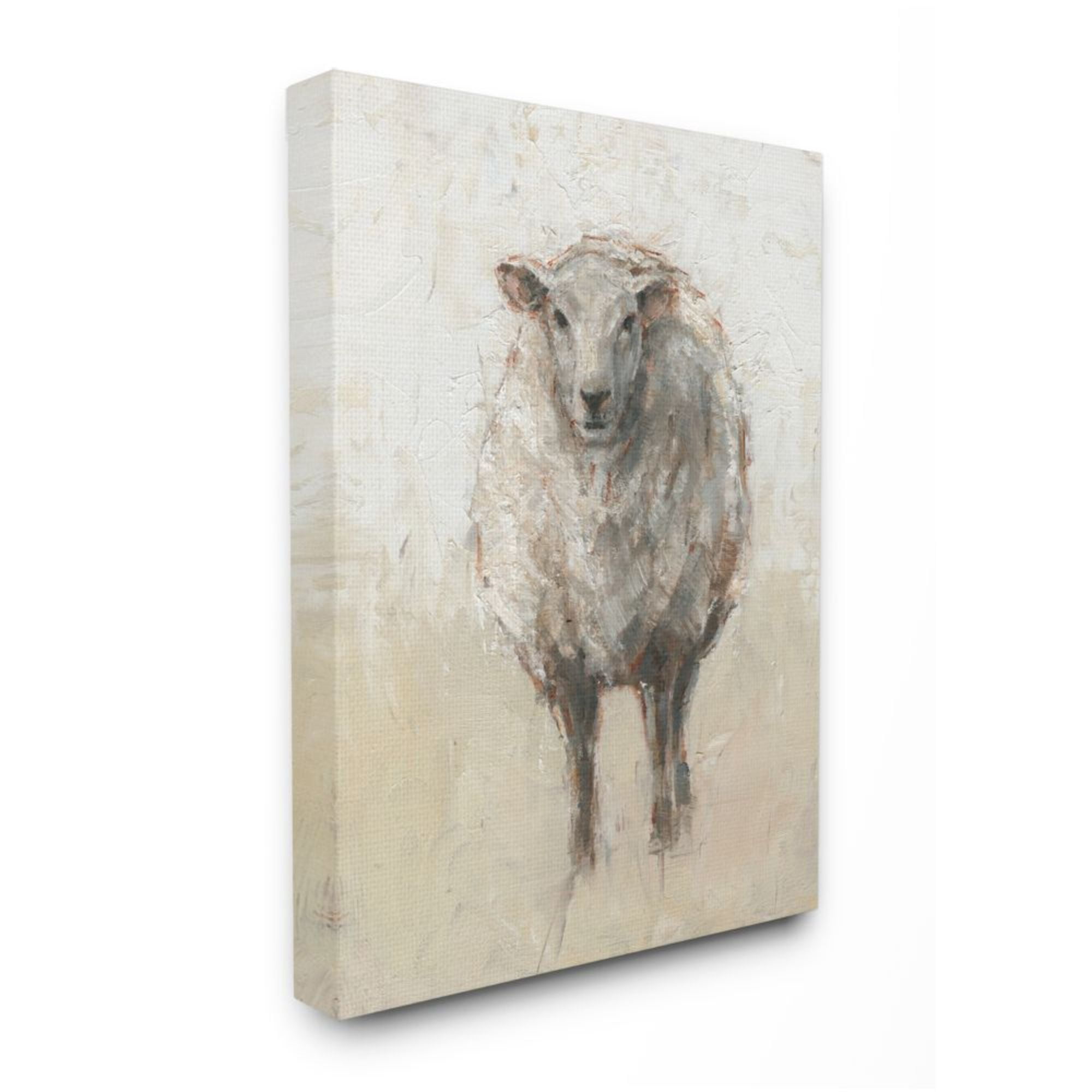 Stupell Industries Minimal Sheep Painting Beige Tan Farm Animal Design by Ethan Harper, 30" x 40"