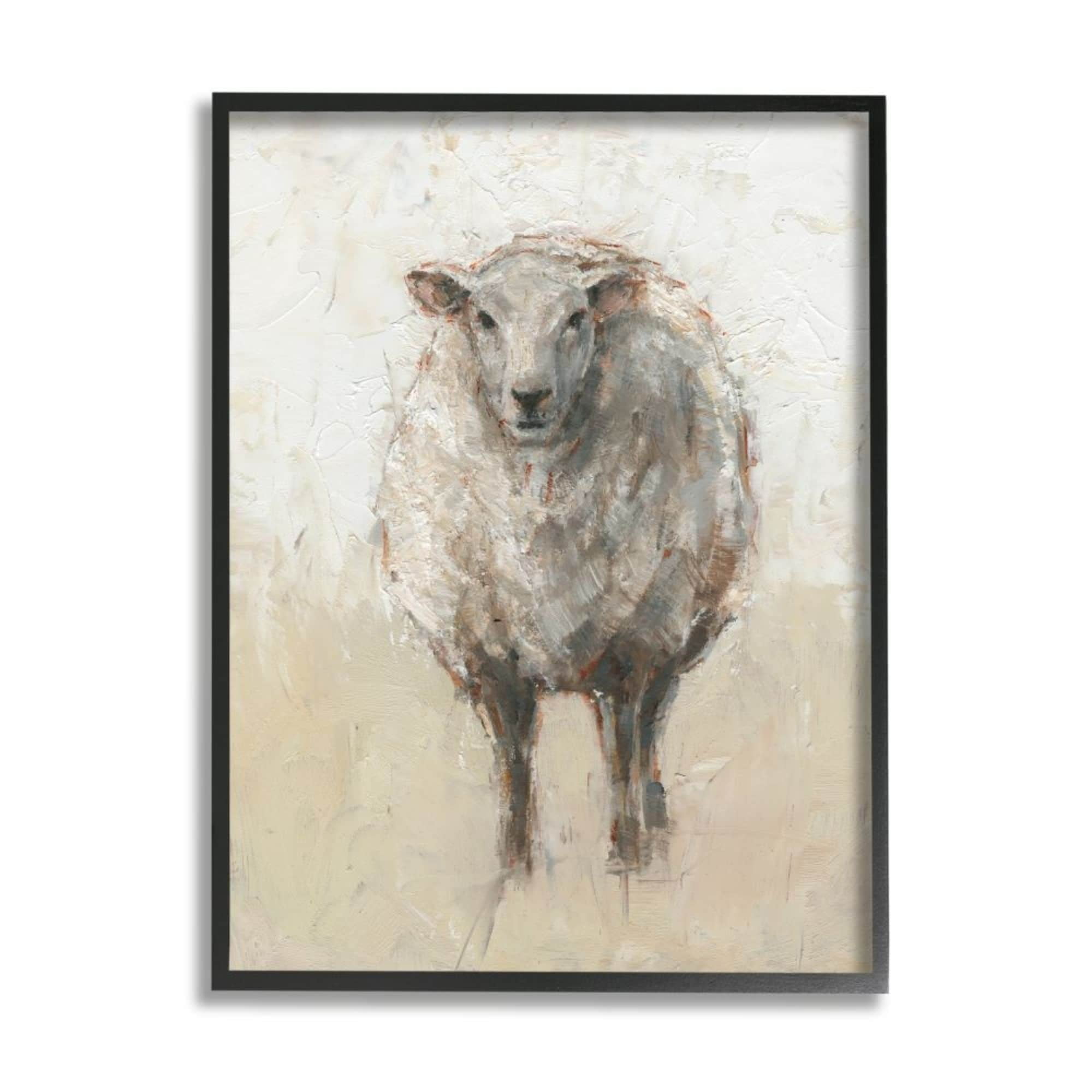Stupell Industries Minimal Sheep Painting Beige Tan Farm Animal Design by Ethan Harper