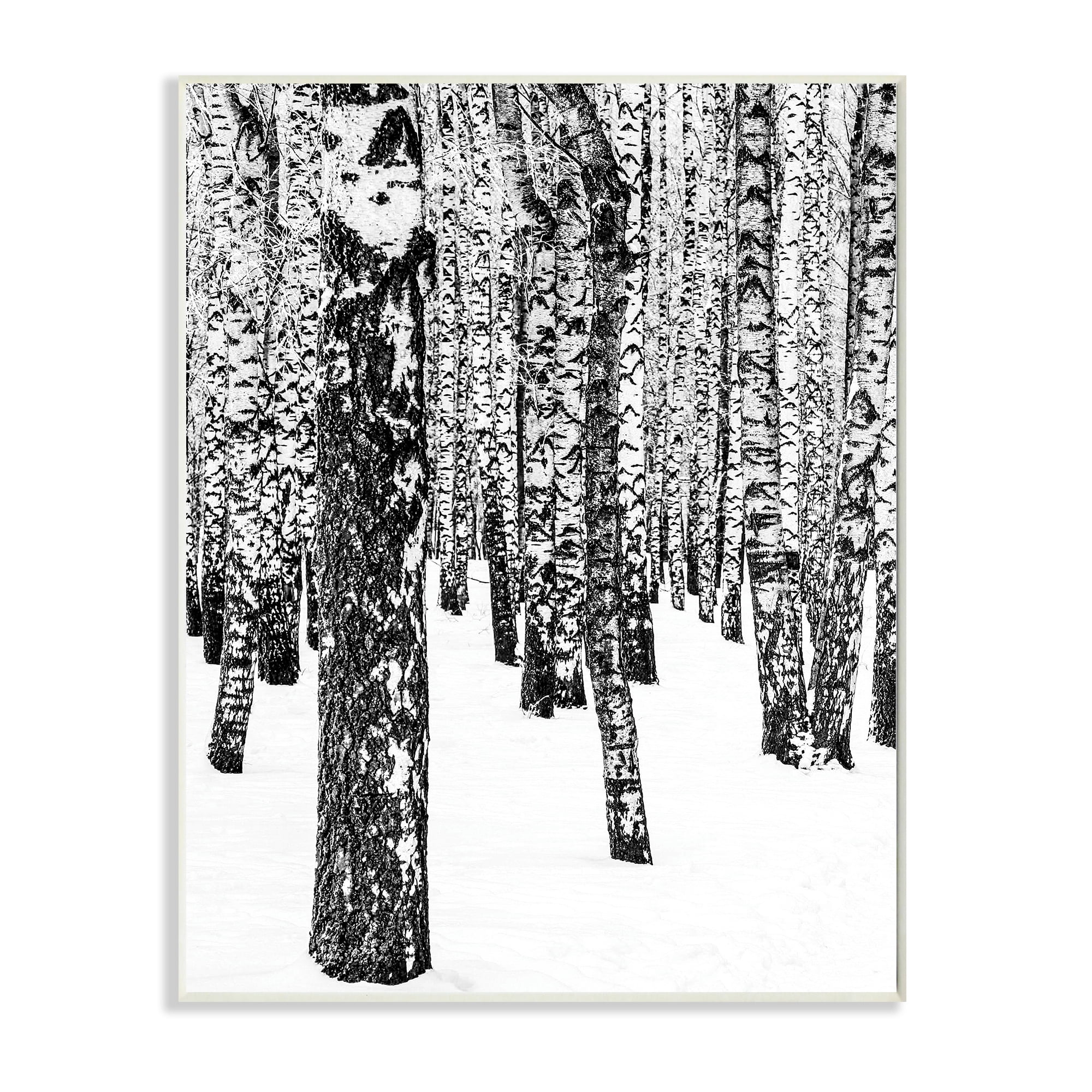 Stupell Industries Minimal Snowy Woods Landscape Black and White,13 x 19,Designed by Design Fabrikken