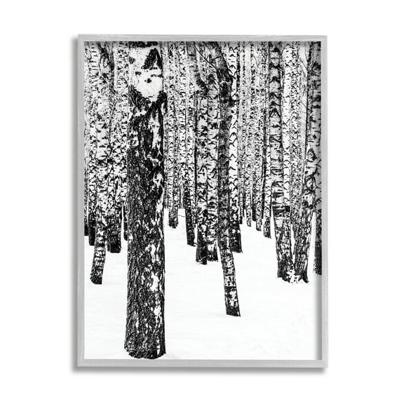 Stupell Industries Minimal Snowy Woods Landscape Black and White,16 x 20,Designed by Design Fabrikken